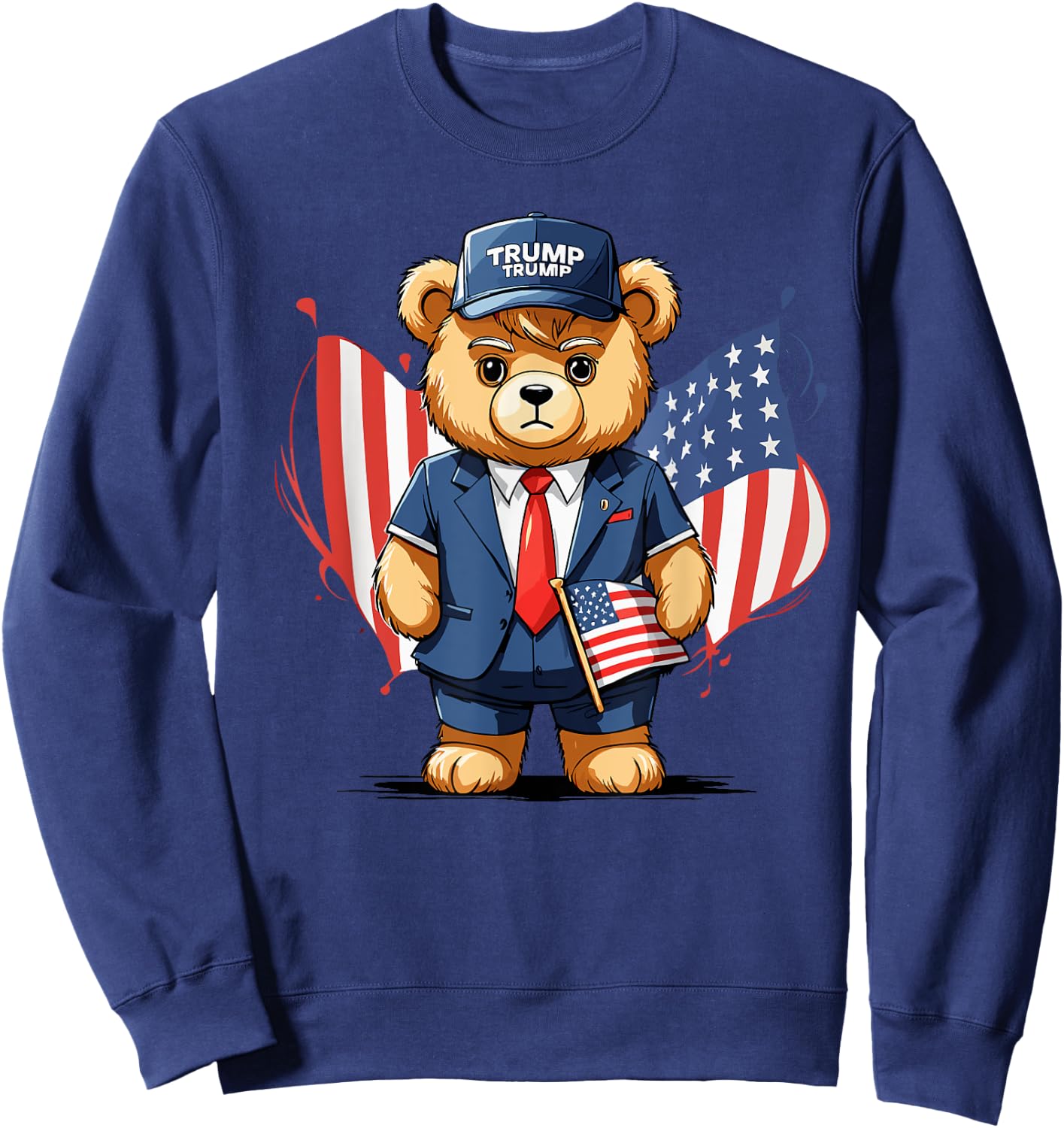 Trump Teddy Bear USA Flag Patriot Men Sweatshirt - Sweatshirt | Navy