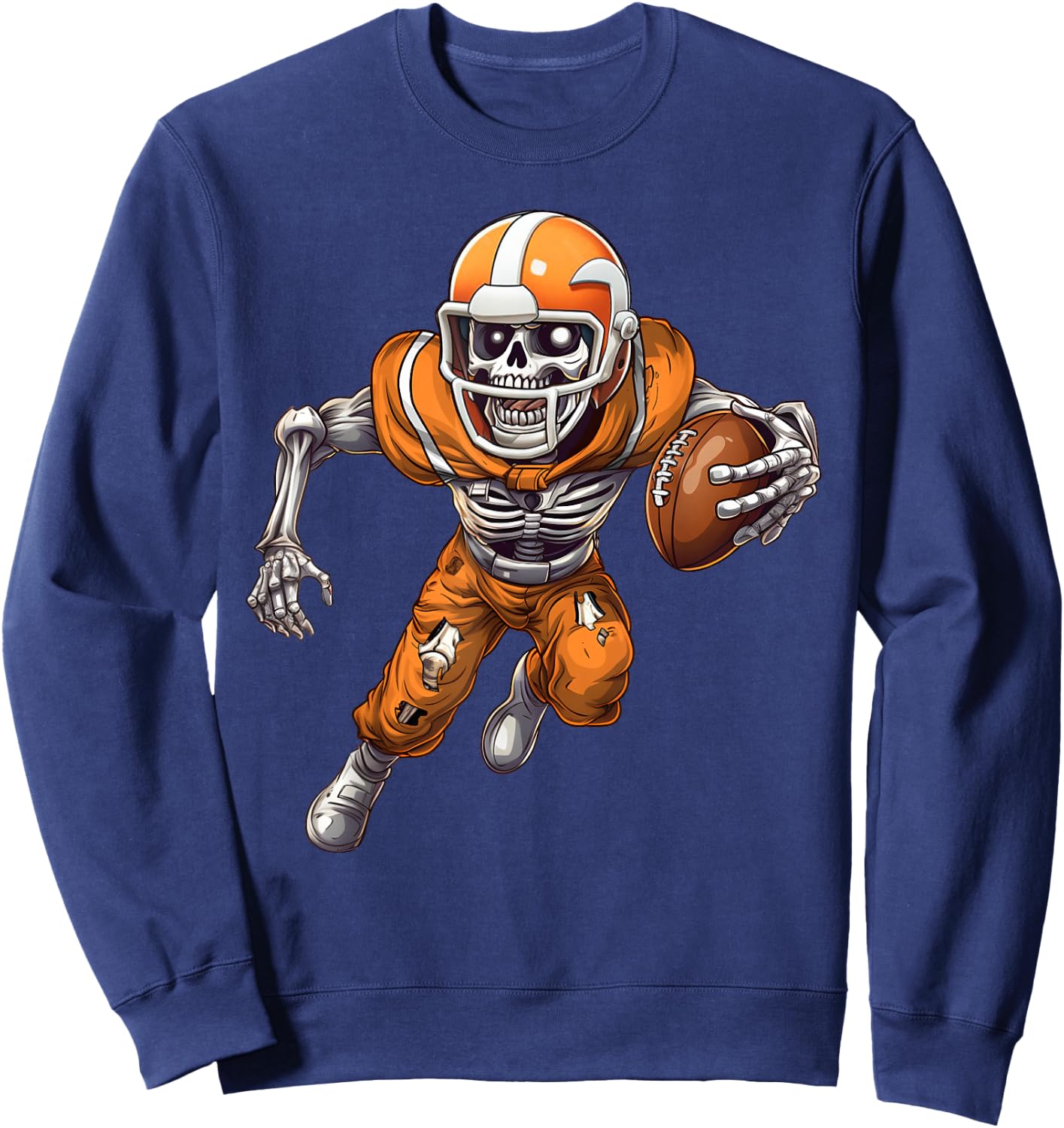 Funny Halloween Shirts Men Boys Skeleton Playing Football Sweatshirt - Sweatshirt | Navy