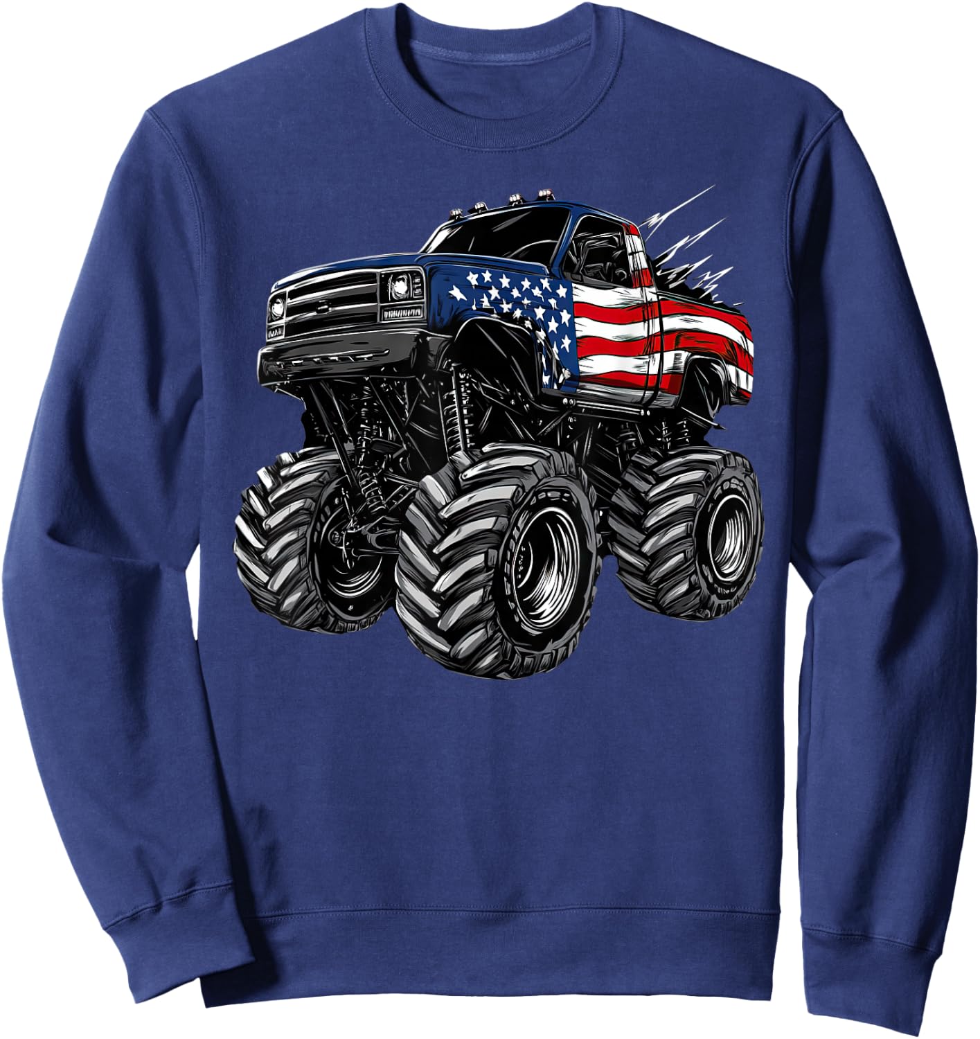 Monster Truck USA Flag American Patriotic design Sweatshirt - Sweatshirt | Navy