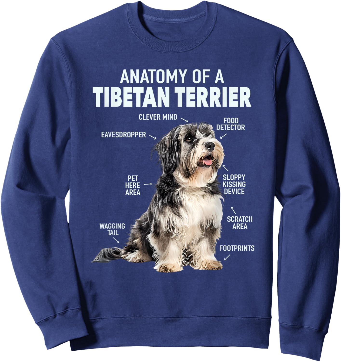 Anatomy Of A Tibetan Terrier Sweatshirt - Sweatshirt | Navy