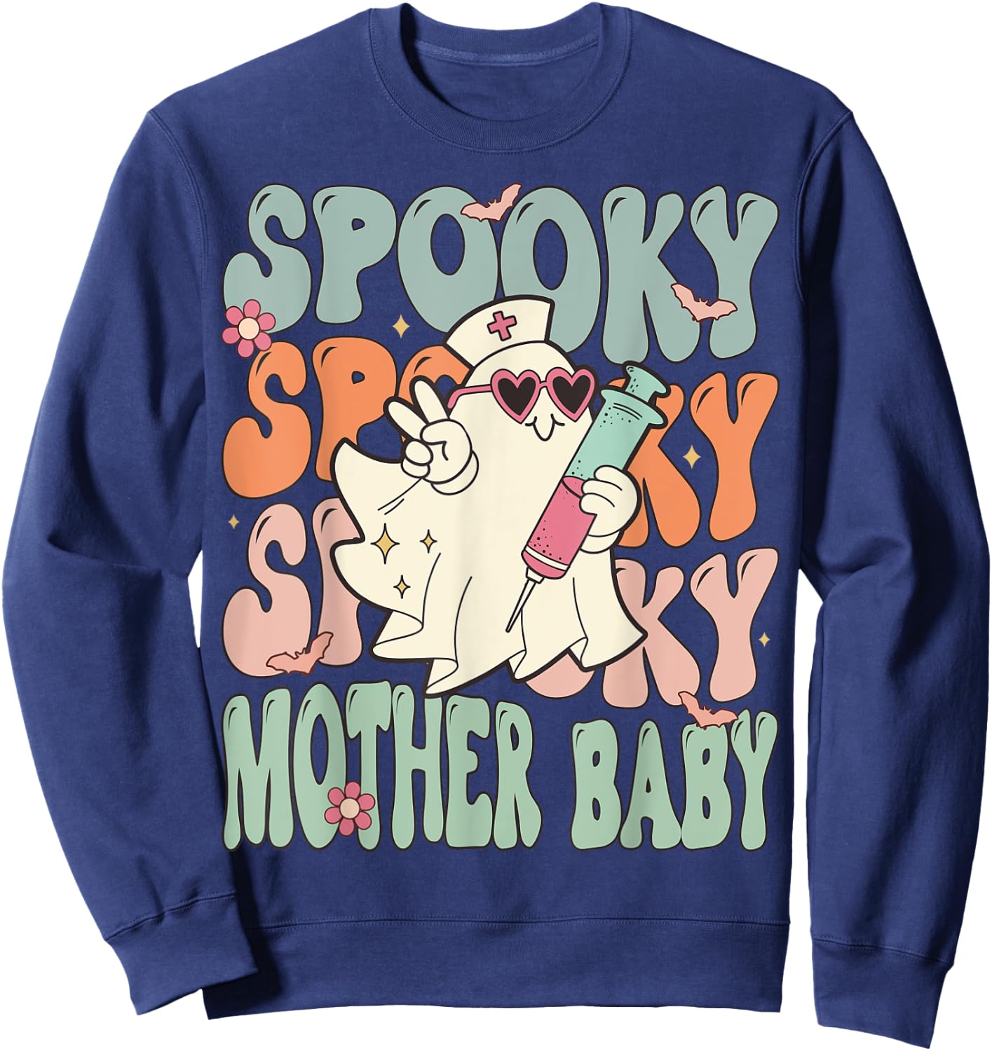 Spooky Mother Baby Nurse Halloween Postpartum Nurse Sweatshirt - Sweatshirt | Navy