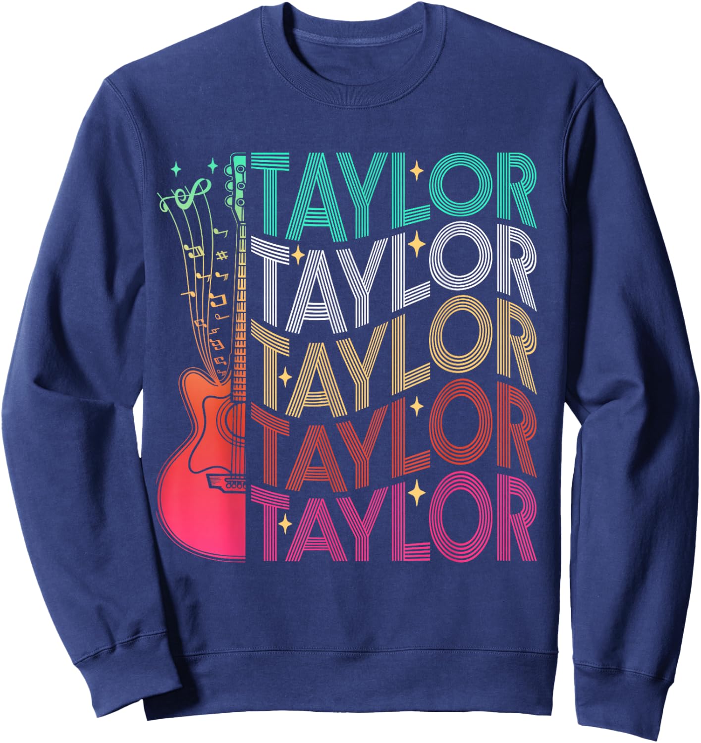Taylor First Name I Love Taylor Girl Groovy 80's Vintage Sweatshirt - Sweatshirt | Navy
