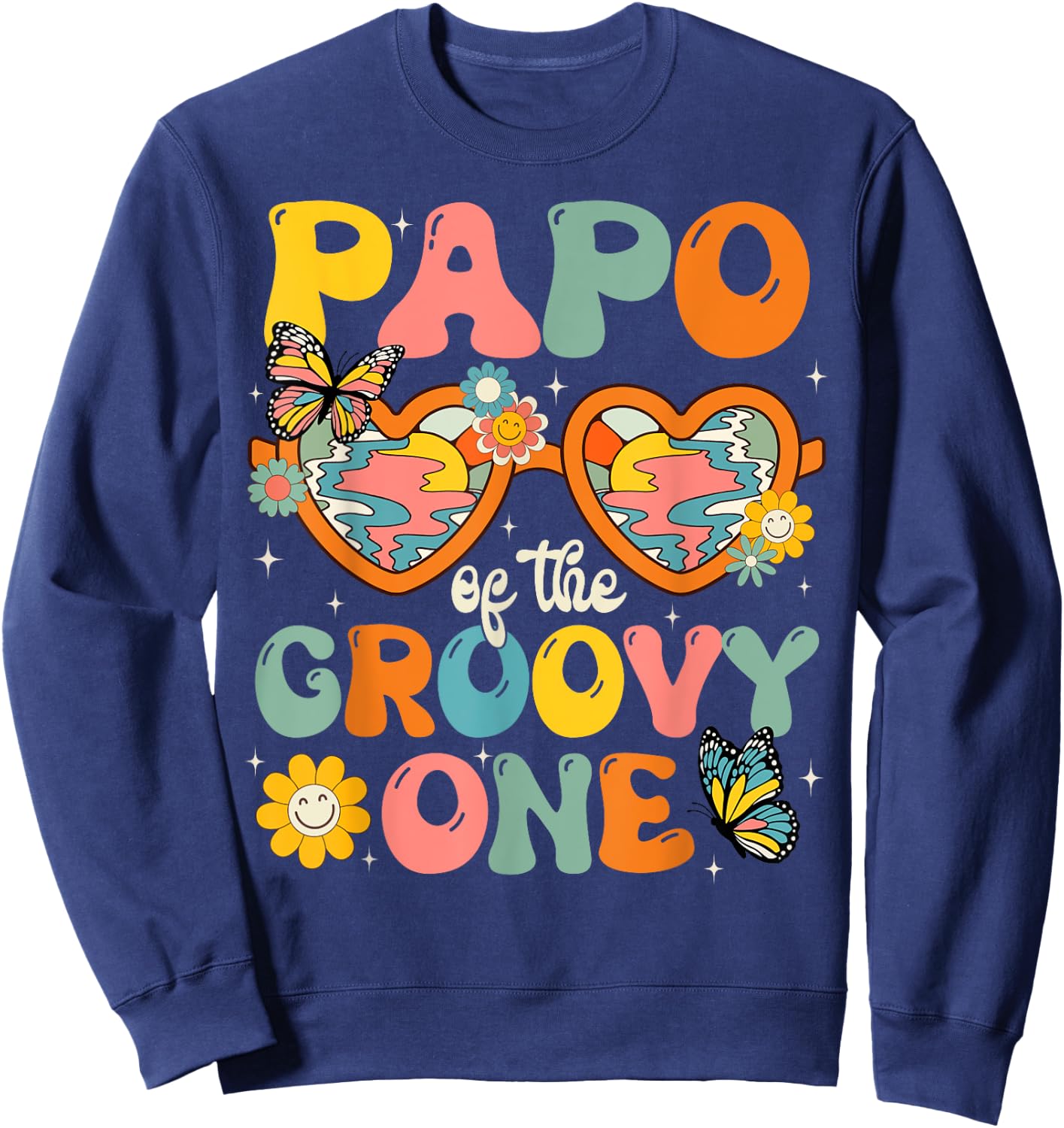 Papo of the Groovy One Glasses Birthday Party Sweatshirt - Sweatshirt | Navy