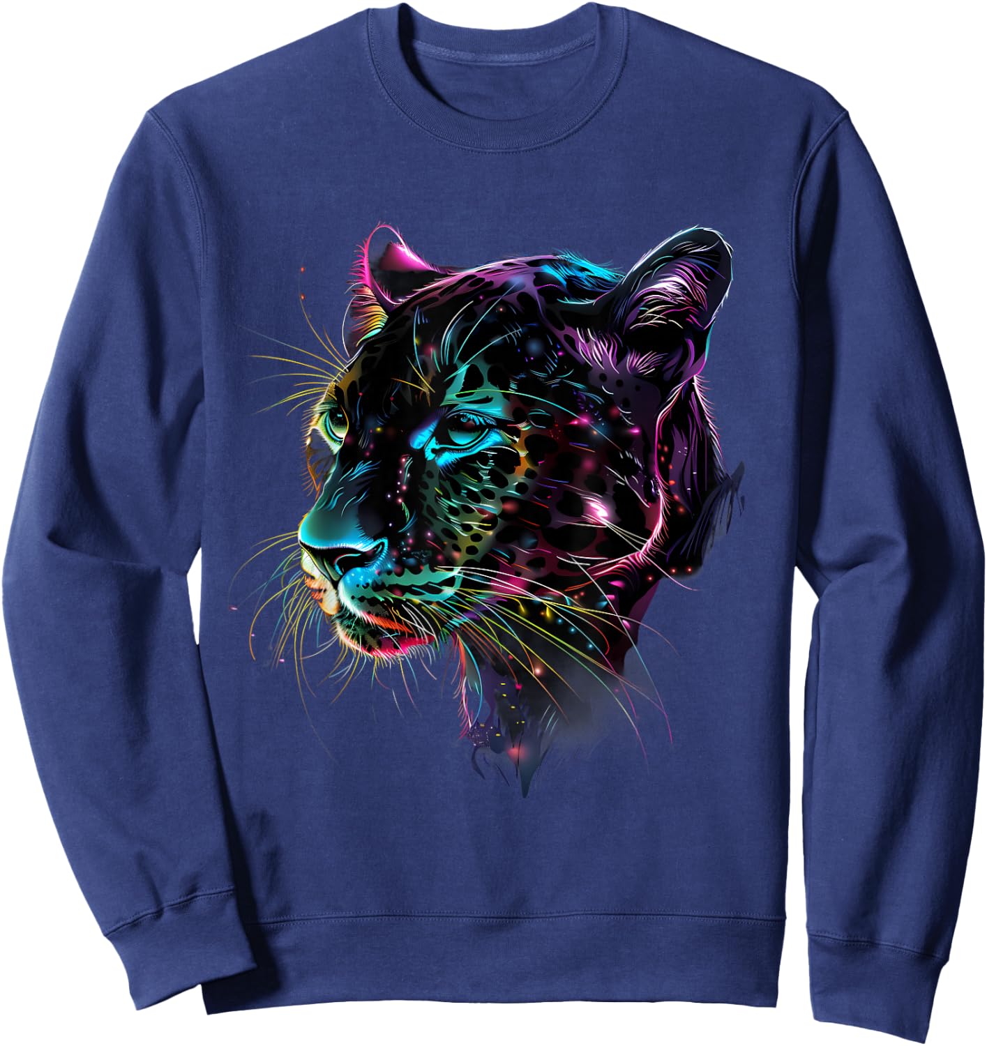 Panther Animal Graphic Portrait Artwork Black Panther Lover Sweatshirt - Sweatshirt | Navy