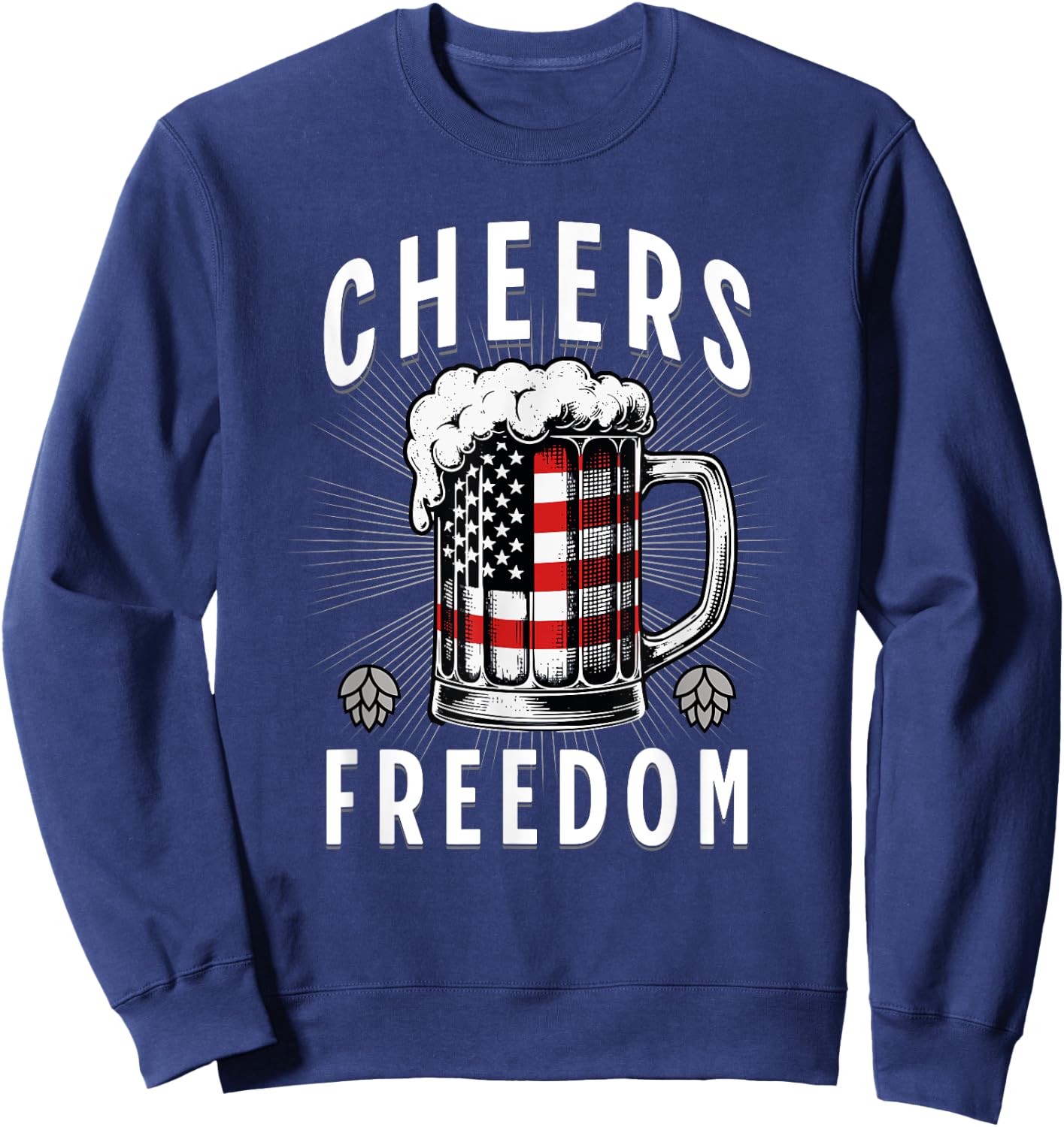 4th of July Beer Drinking American Flag Pride Merica USA Men Sweatshirt - Sweatshirt | Navy