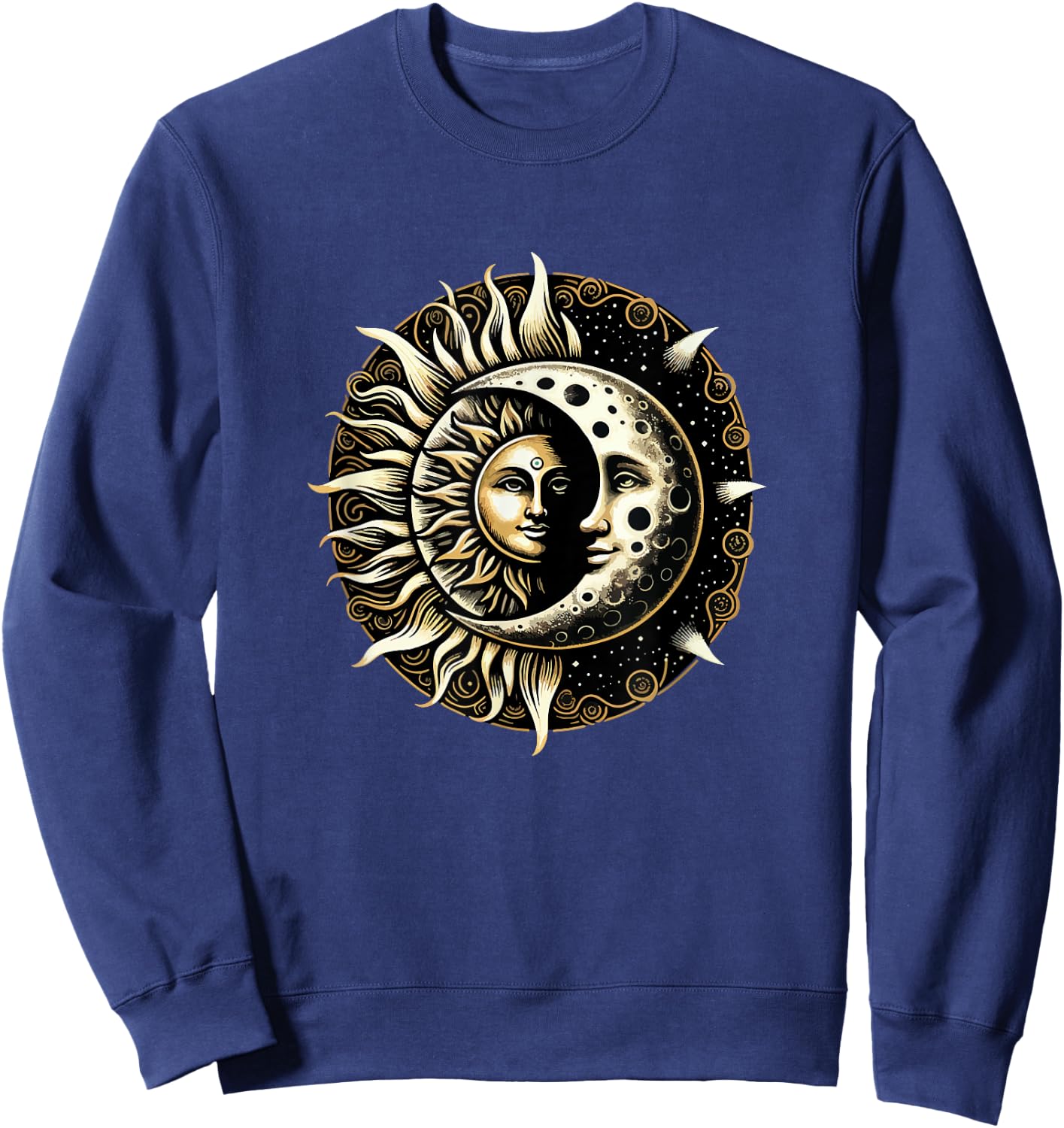 Sun Moon Astrology Astronomy Astrophysics Stargazing Vintage Sweatshirt - Sweatshirt | Navy
