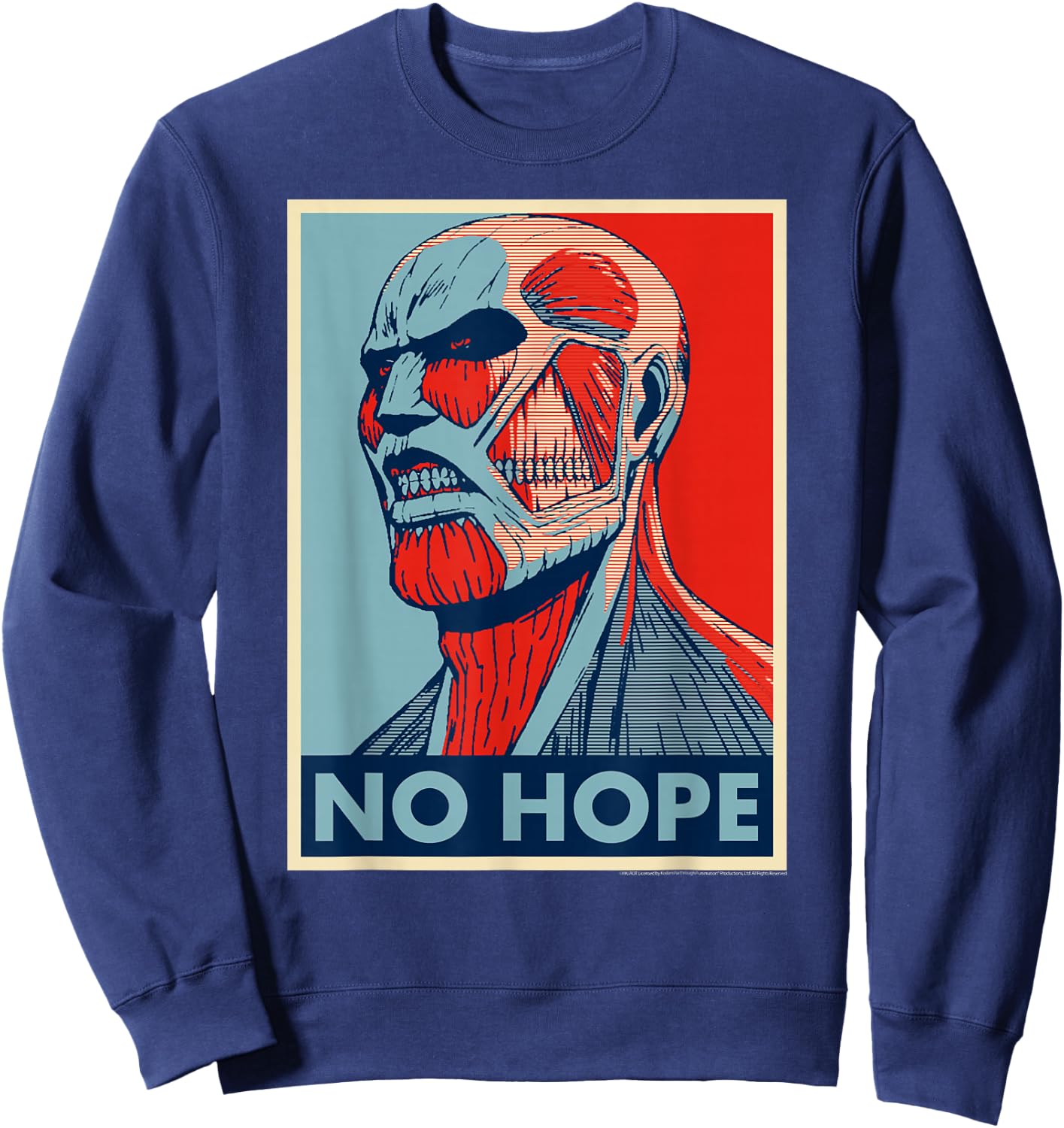Attack on Titan Colossus Titan No Hope Poster Art Anime Sweatshirt - Sweatshirt | Navy