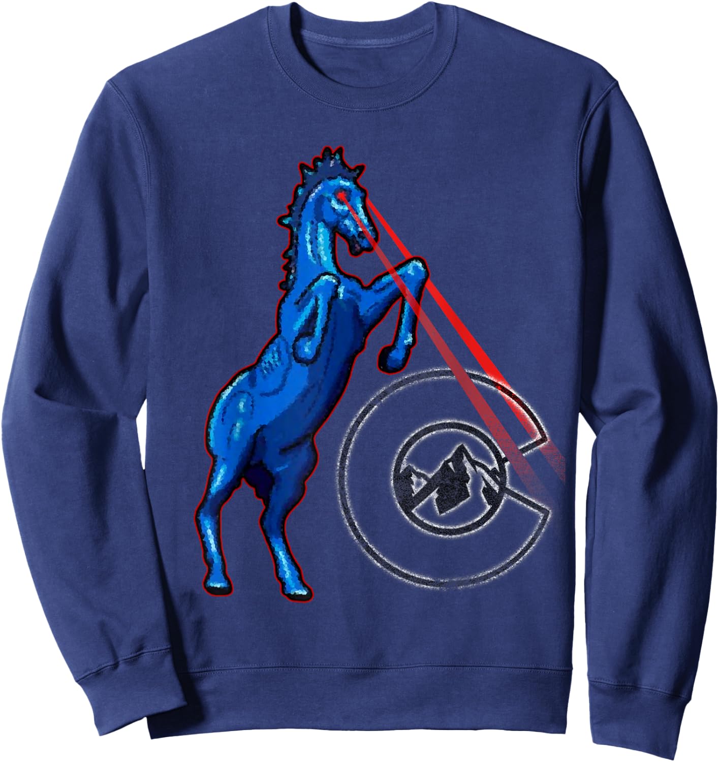 Blucifer - Denver Airport Creepy Horse Sweatshirt - Sweatshirt | Navy