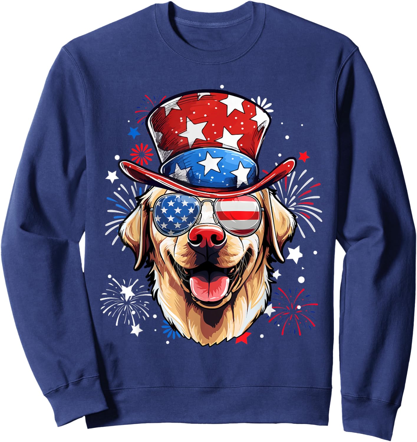 Labrador Retriever Patriotic USA Flag 4th Of July Dog Lover Sweatshirt - Sweatshirt | Navy