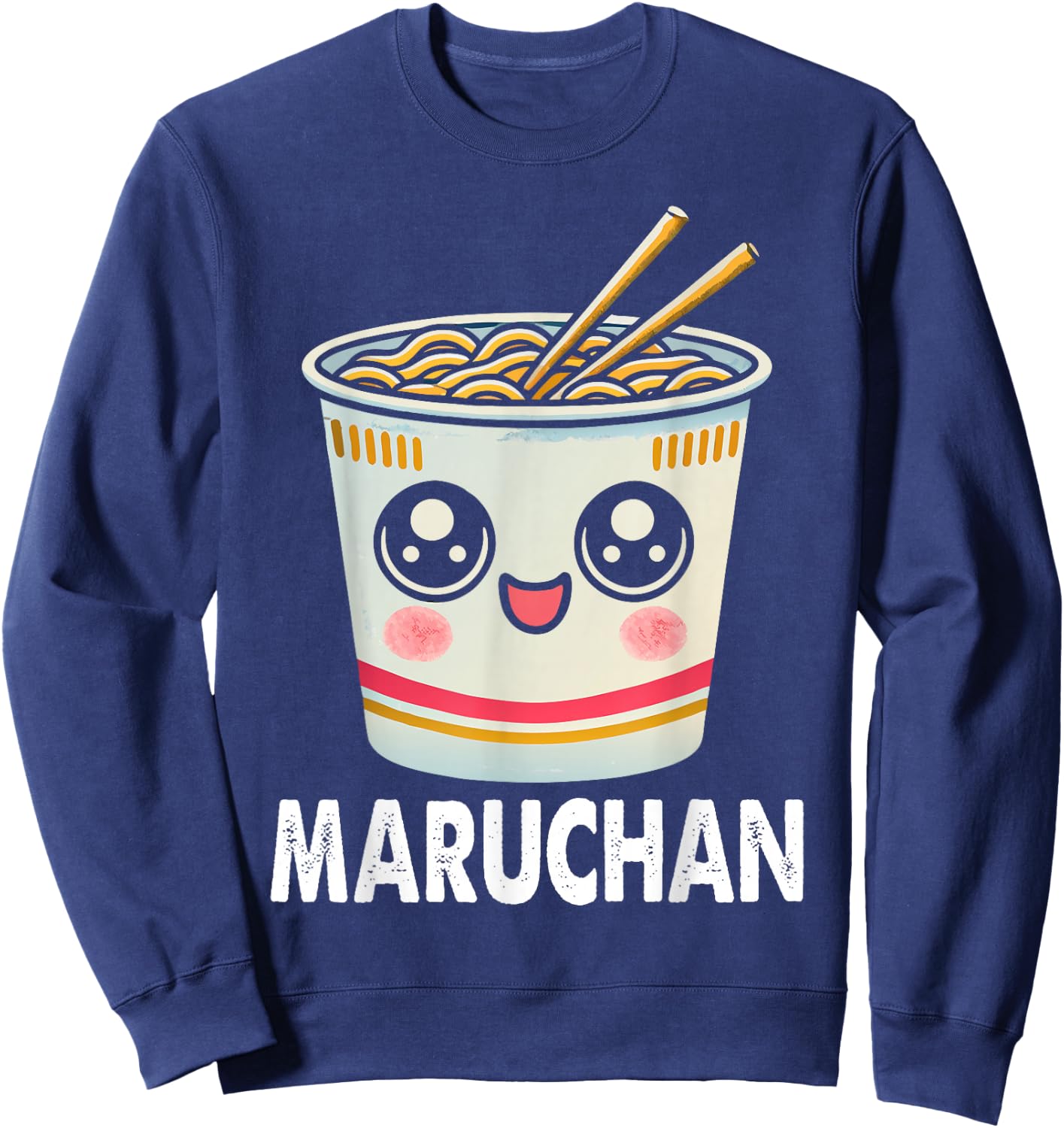 Cute Ramen Noodle Cup Face Sweatshirt - Sweatshirt | Navy