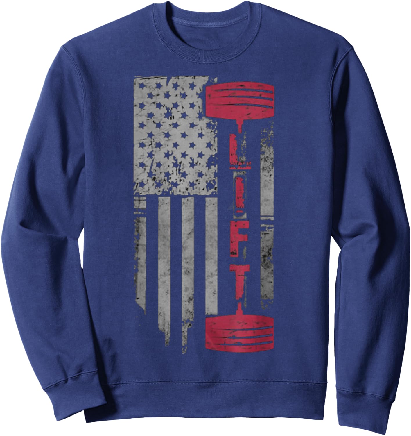 Patriotic Shirt Weight Lifting USA Flag Fitness Train Gift Women Kids Men Sweatshirt - Sweatshirt | Navy