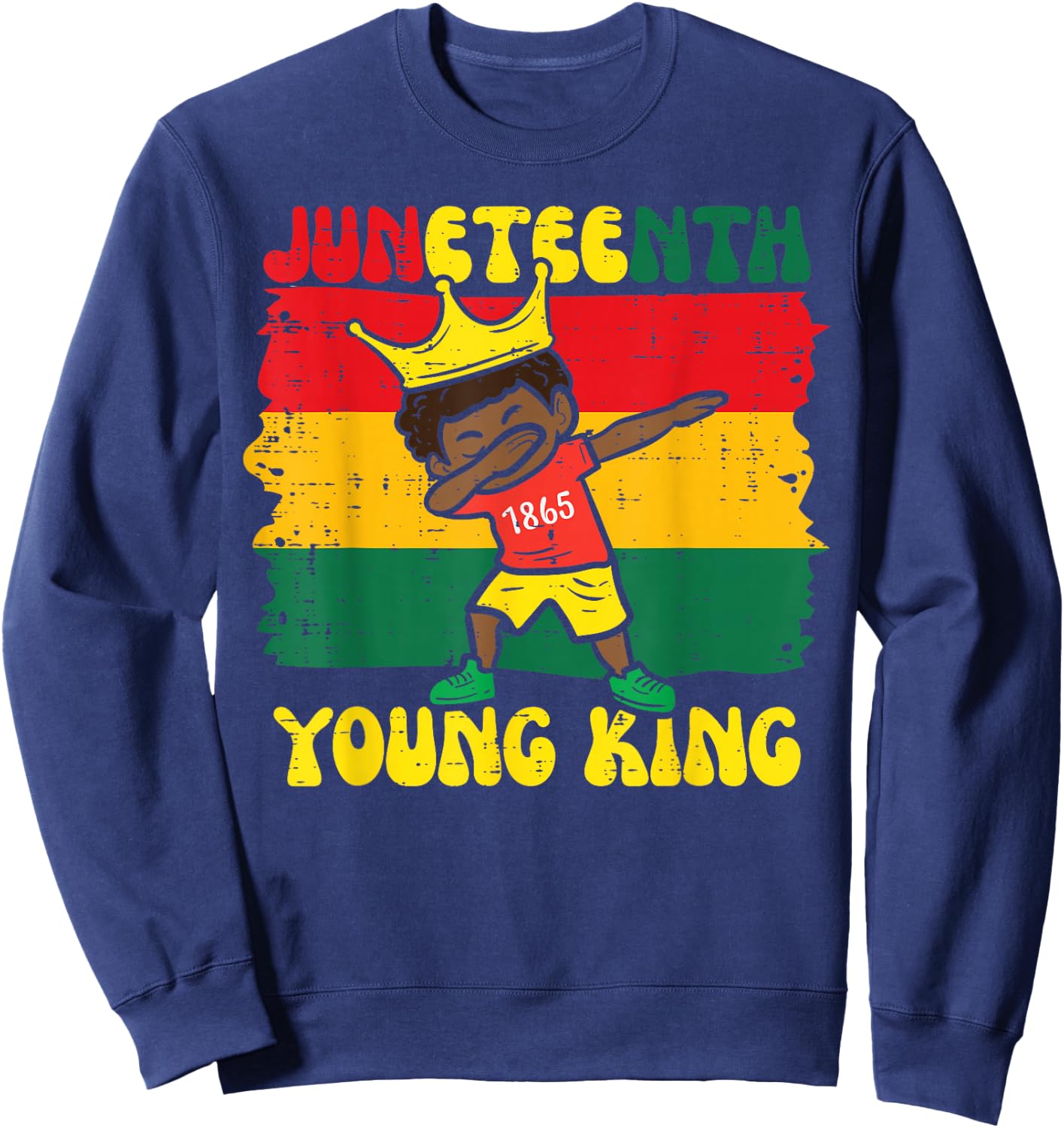 Juneteenth Young King Dab 1865 African Toddler Boys Kids Sweatshirt - Sweatshirt | Navy