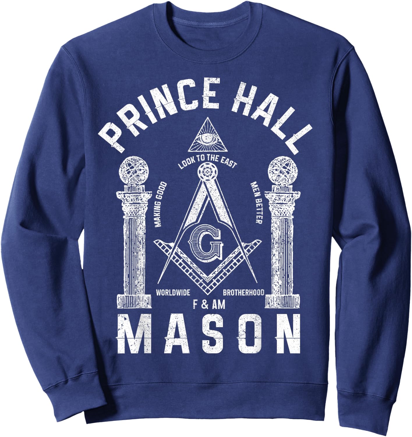 Prince Hall Mason Masonic Square & Compass Freemason Shriner Sweatshirt - Sweatshirt | Navy