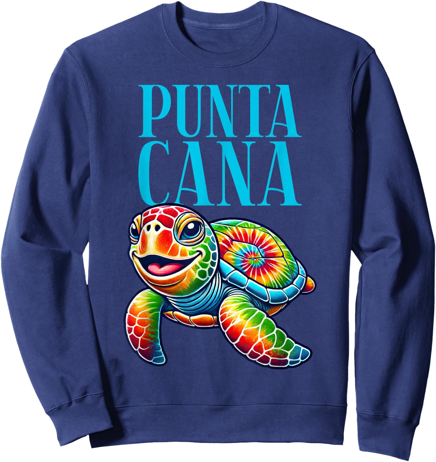 Punta Cana Smiling Tie Dye Sea Turtle Sweatshirt - Sweatshirt | Navy