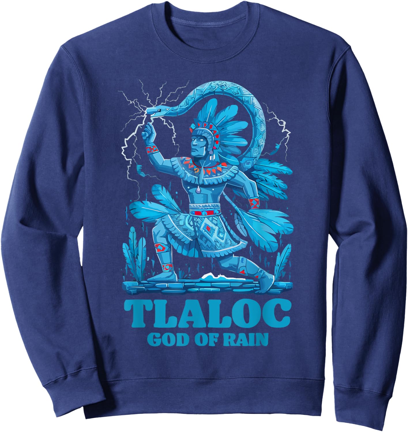 Aztec God Aztec Culture Mayan Indigenous Tlaloc Statue Sweatshirt - Sweatshirt | Navy