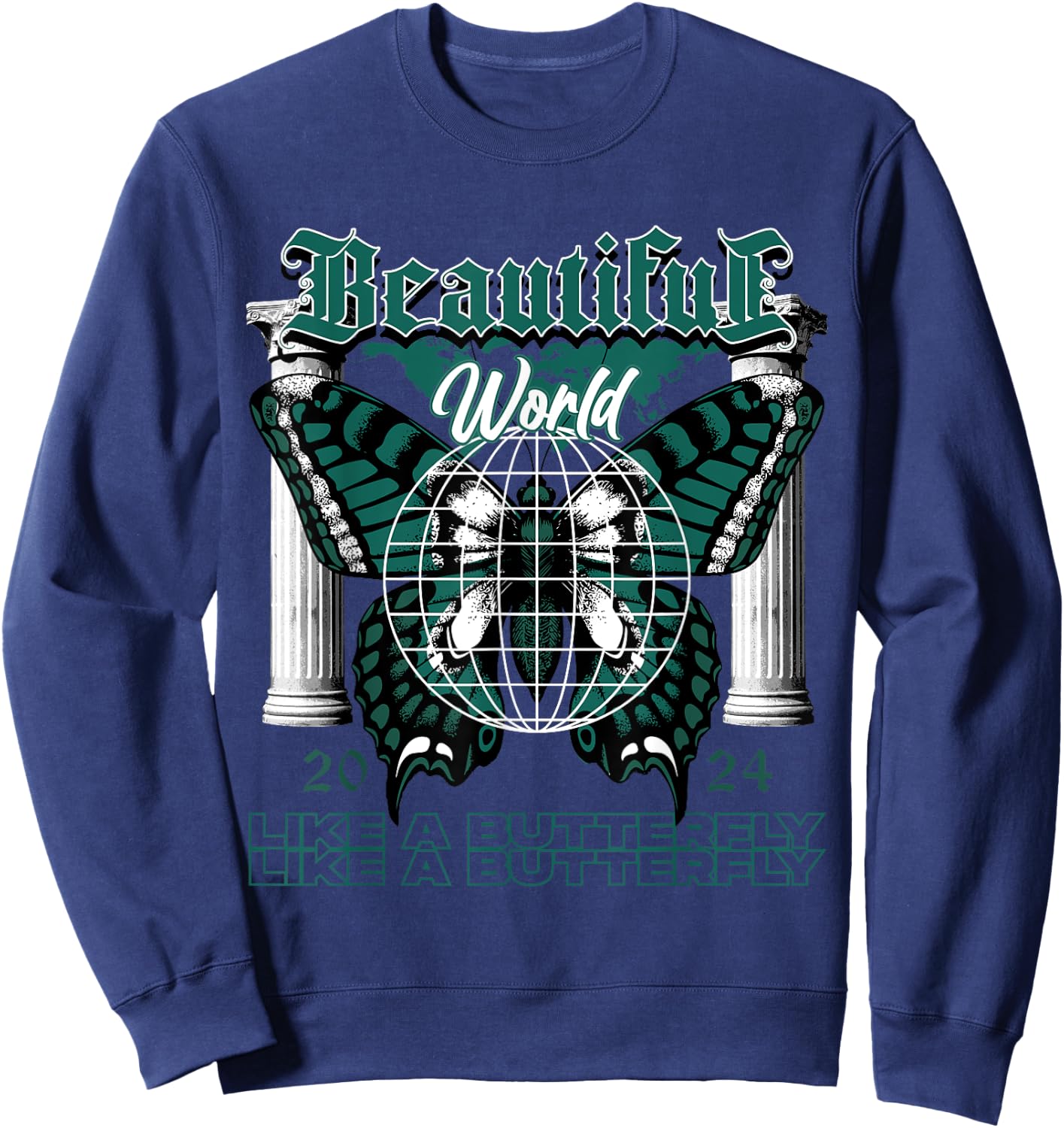 Beautiful World Oxidized Green 4s Matching Women Sweatshirt - Sweatshirt | Navy