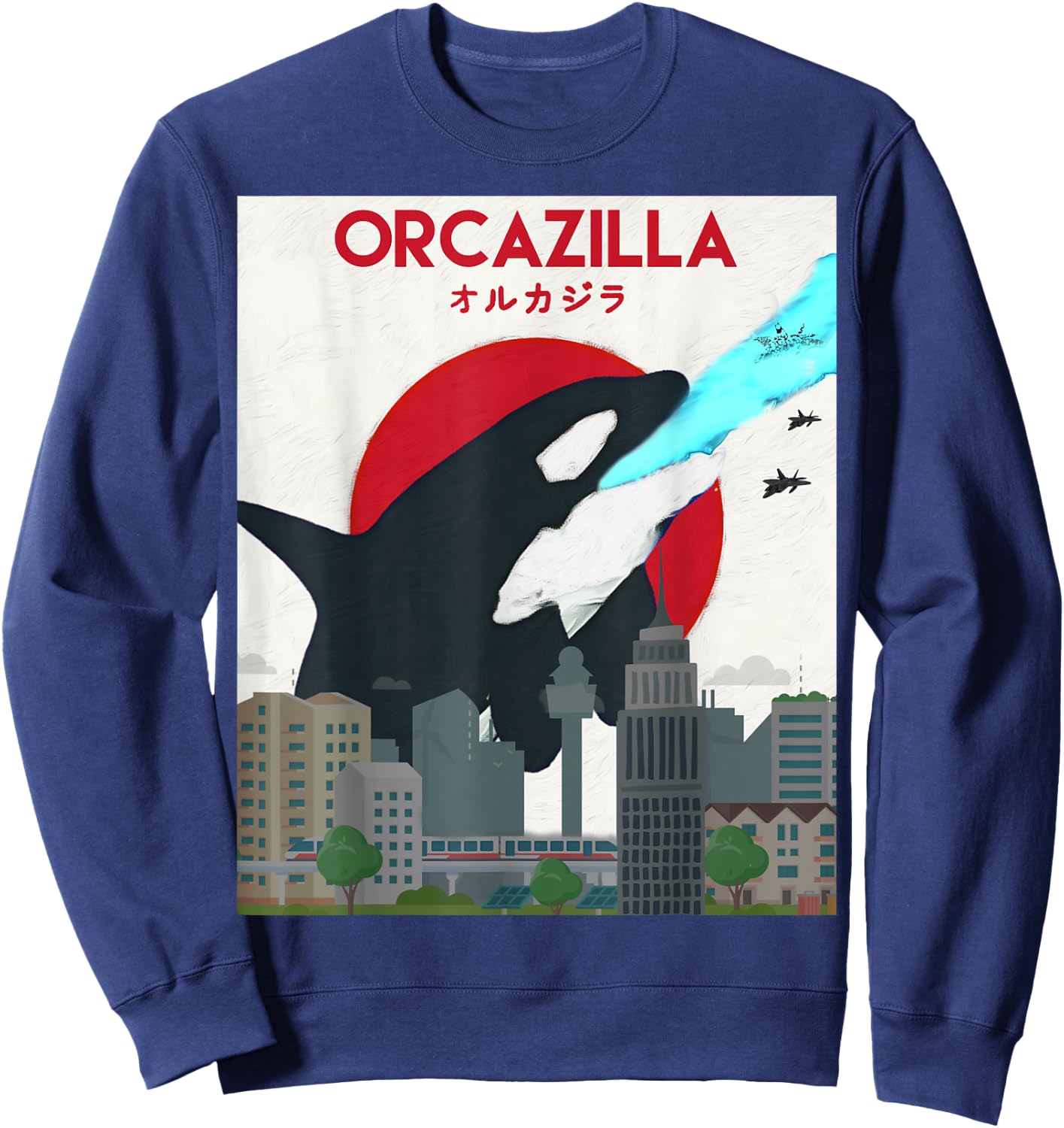 Funny Orcazilla Killer Whale Shirt Gift Orca Lovers Sweatshirt - Sweatshirt | Navy