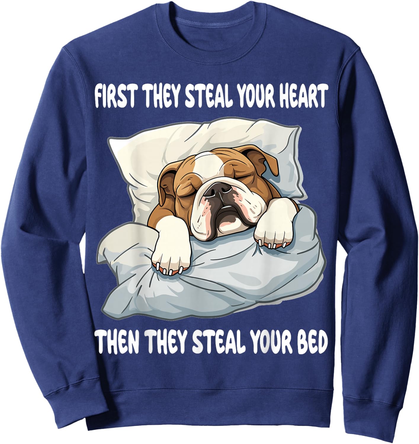 English Bulldog Sleeping Pajamas Nightgown Sweatshirt - Sweatshirt | Navy