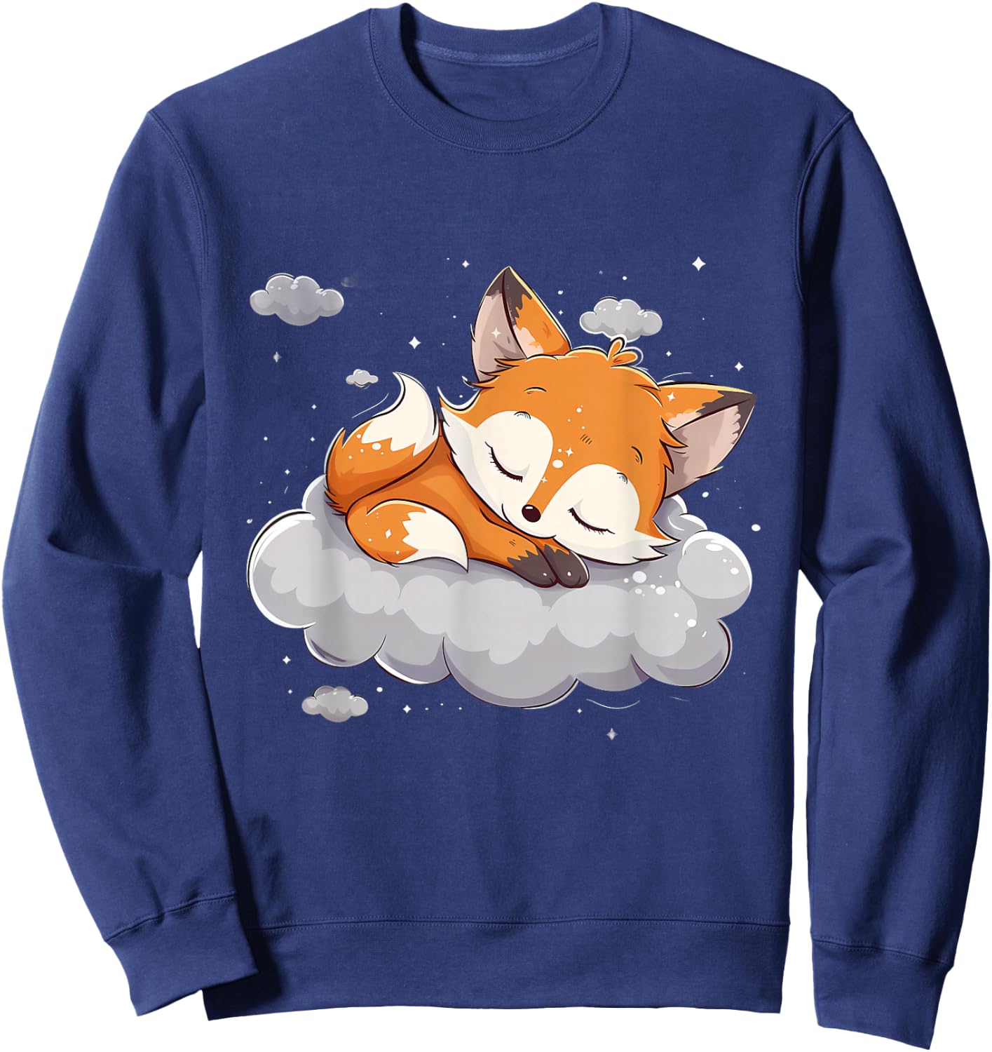 Sleeping Fox Cloud Napping Sleepy Animal Cute Fox Sleeping Sweatshirt - Sweatshirt | Navy
