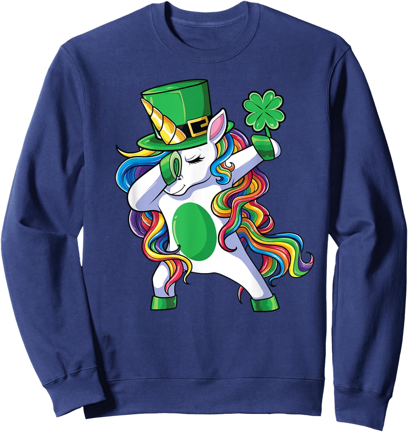 St Patrick's Day Unicorn Shirt Girls Lepricorn Sweatshirt - Sweatshirt | Navy
