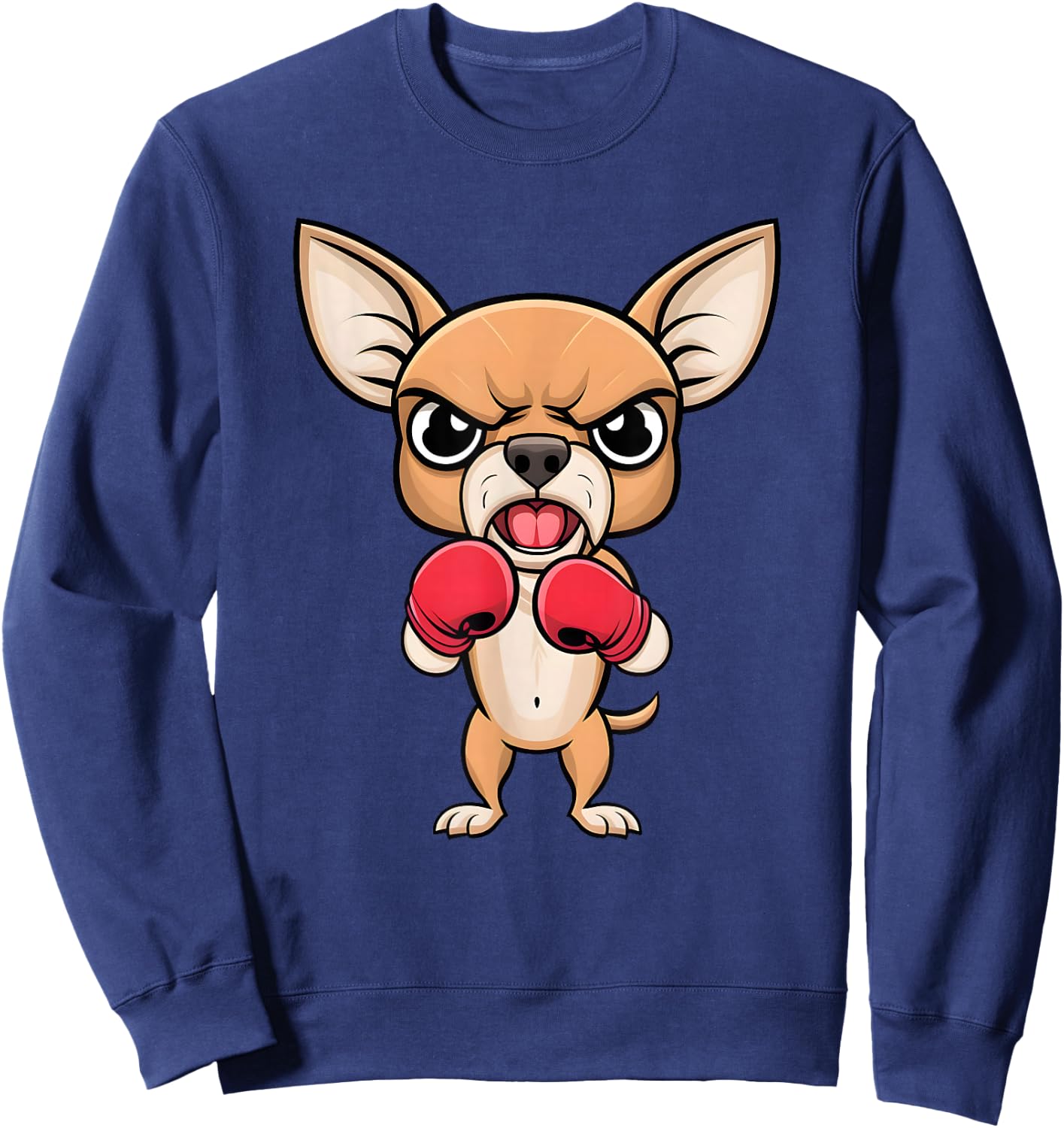 Angry Chihuahua Dog with Boxing Gloves Funny Pet Sweatshirt - Sweatshirt | Navy