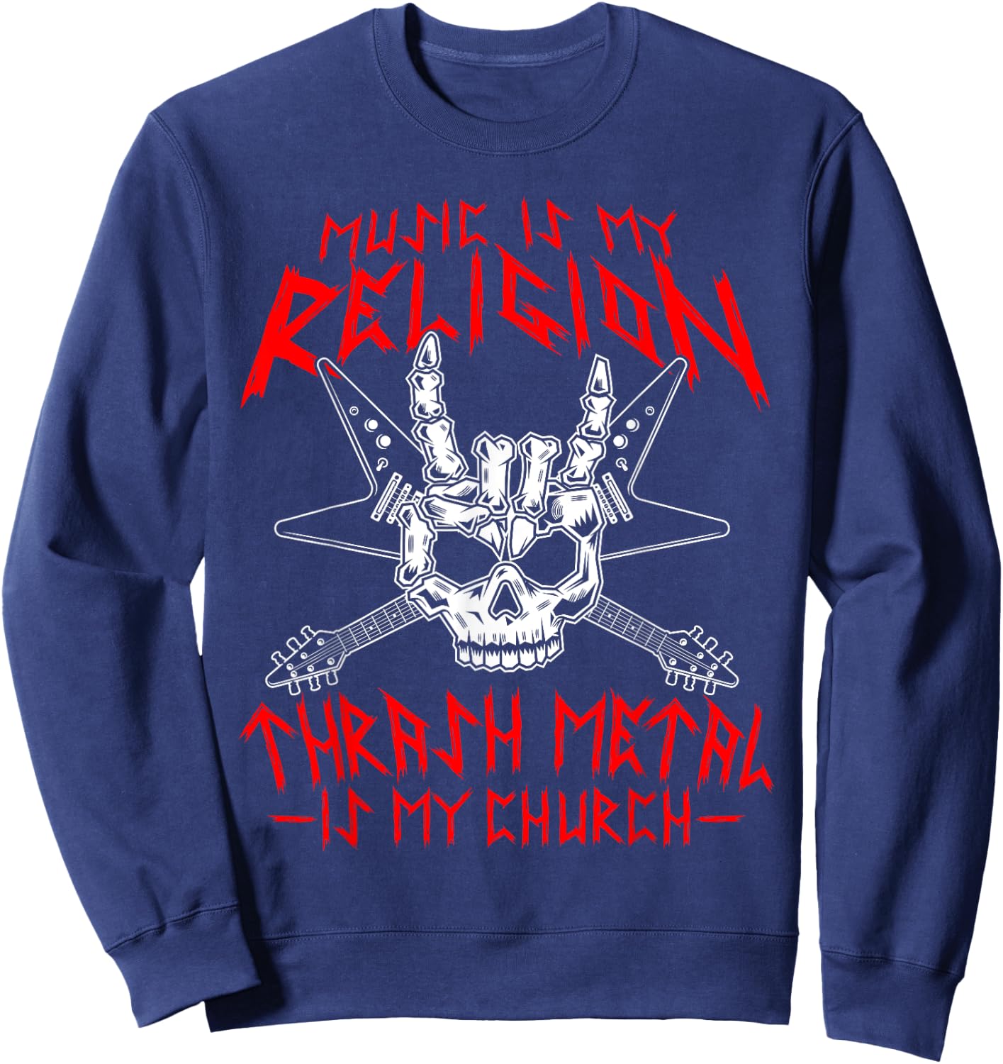 Thrash Metal Festival Guitar Solo Vinyl Thrash Metal Sweatshirt - Sweatshirt | Navy