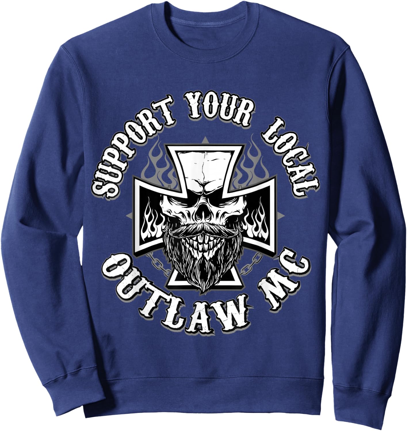 RomperGraphics Men's Support Your Local Outlaw 03 Black , Small Sweatshirt - Sweatshirt | Navy