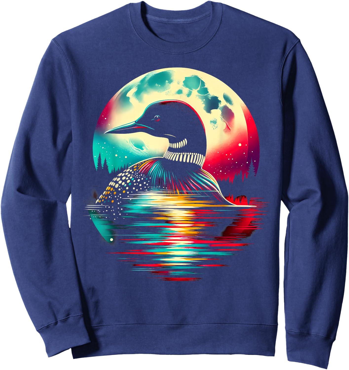 Colorful Loon Bird Spirit Animal Cool Illustration Sweatshirt - Sweatshirt | Navy