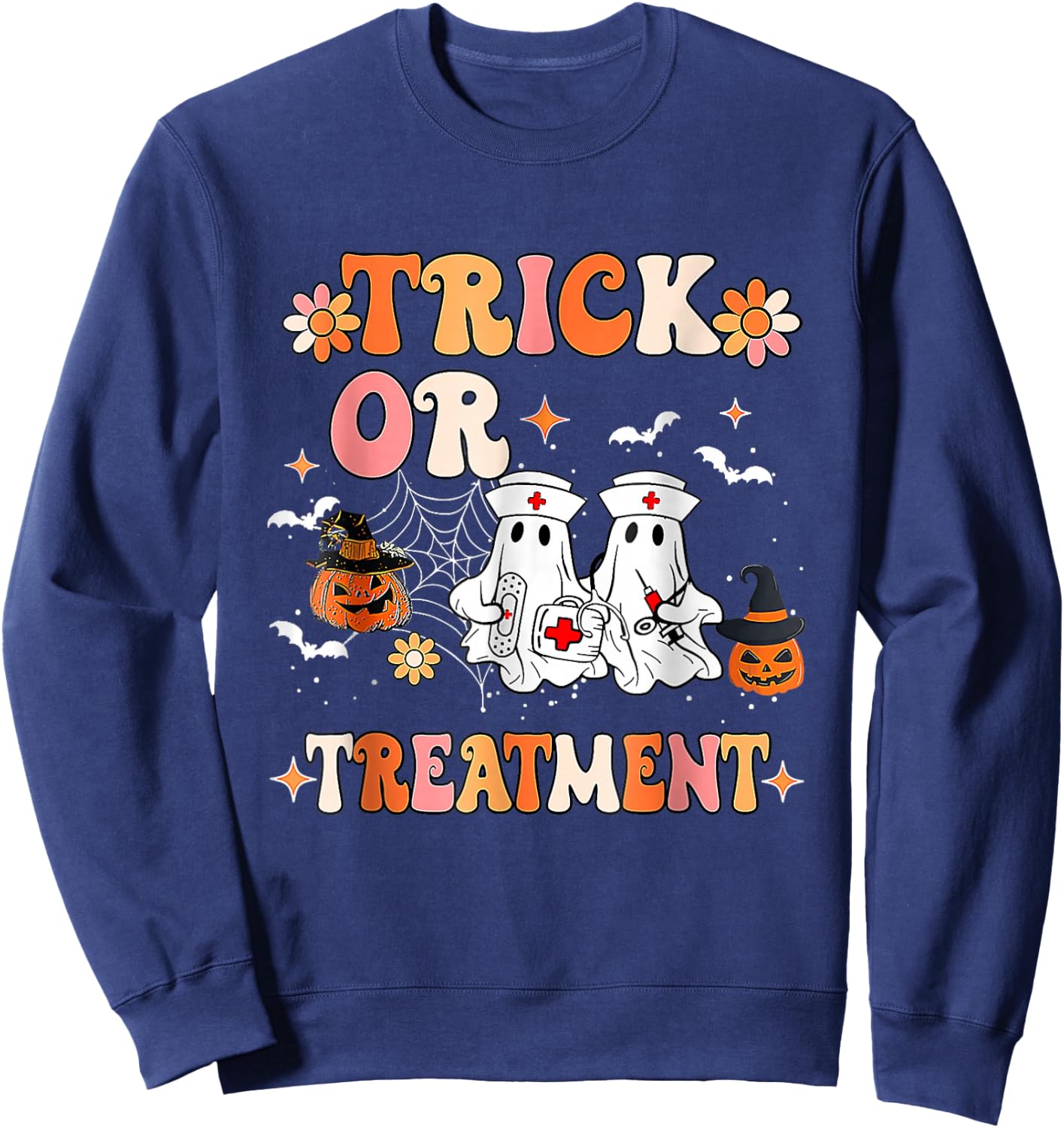 Trick Or Treatment Halloween Radiation Oncology Rad Therapy Sweatshirt - Sweatshirt | Navy