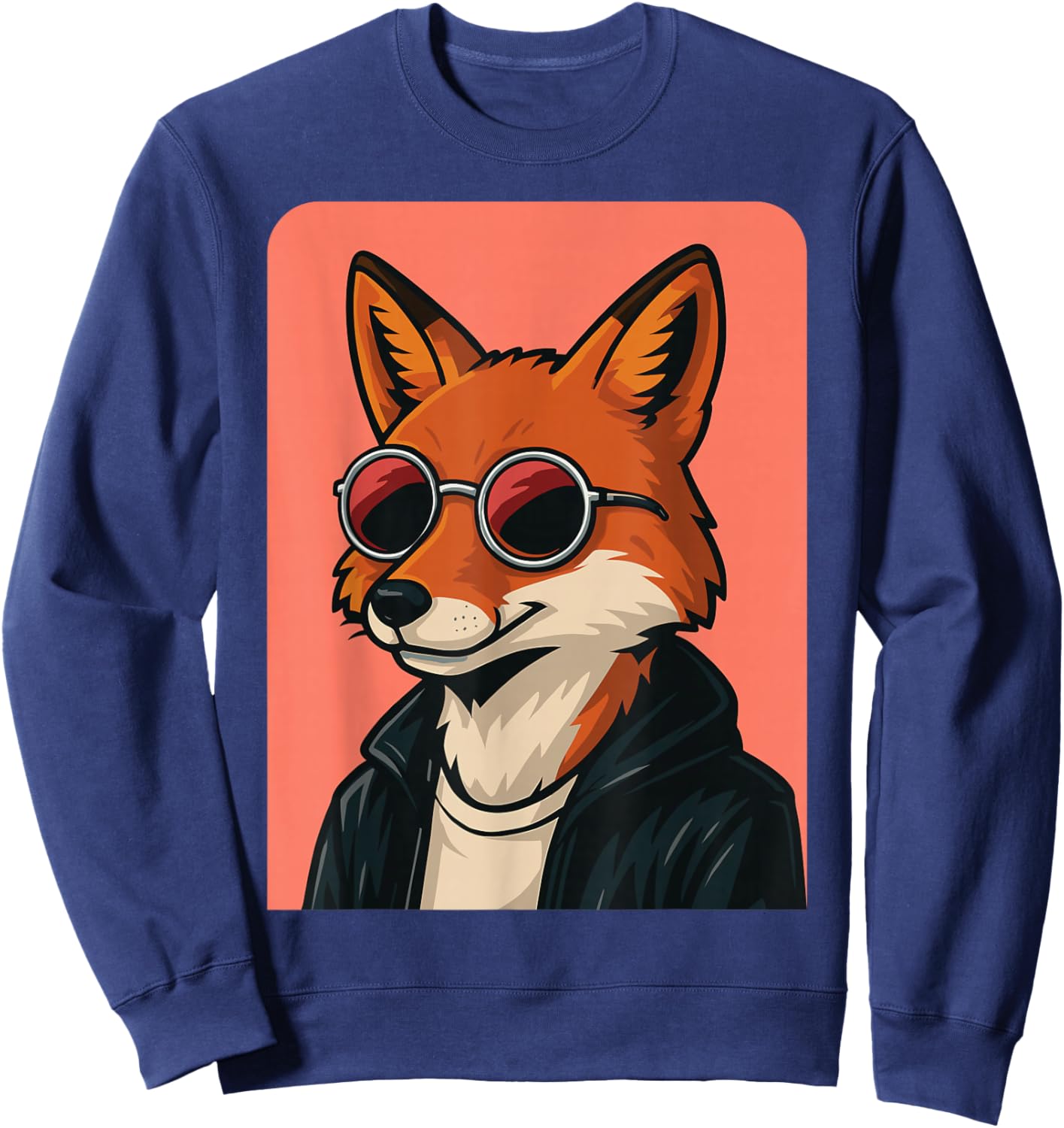 Fox Wearing Sunglasses Men Women Graphic Fox Sweatshirt - Sweatshirt | Navy