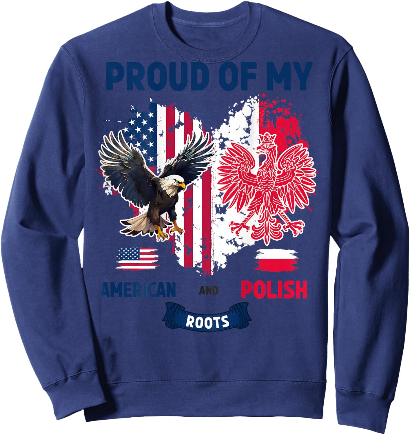 Polish American Flag Idea For Kids Poland Flag Heart Sweatshirt - Sweatshirt | Navy