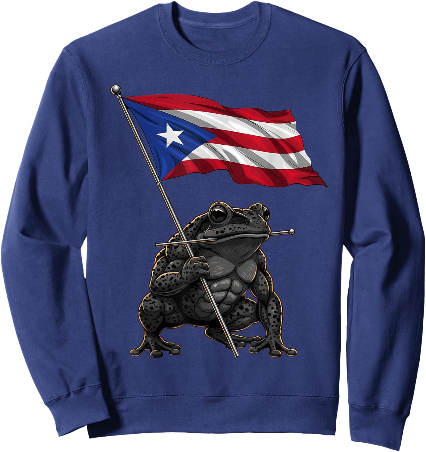 Coqui Frog Puerto Rico Taino Puerto Rican Flag Boricua Sweatshirt - Sweatshirt | Navy