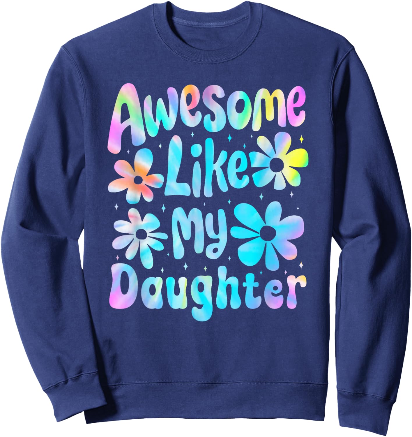 Awesome Like My Daughter Mommy Groovy Graphic Mother's Day Sweatshirt - Sweatshirt | Navy
