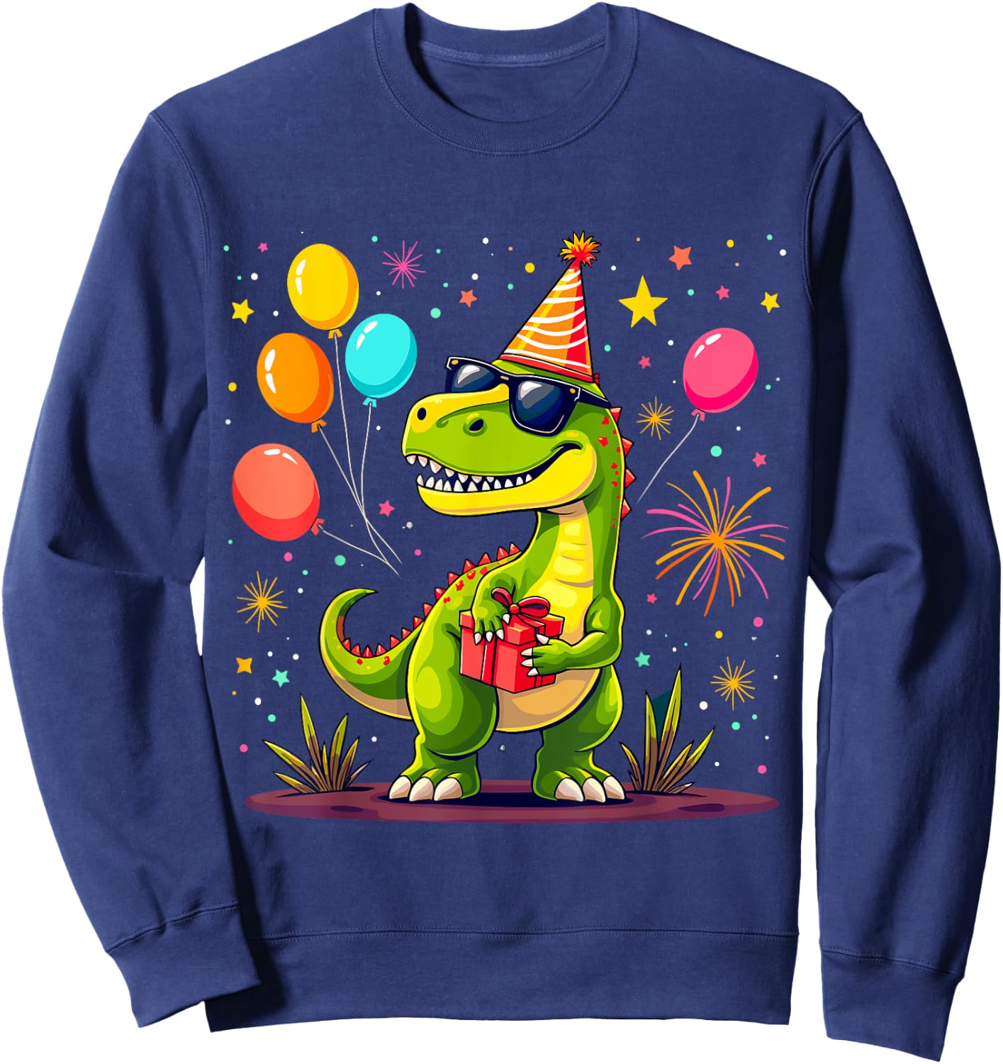 T-Rex Birthday Party Dinosaur Sweatshirt - Sweatshirt | Navy