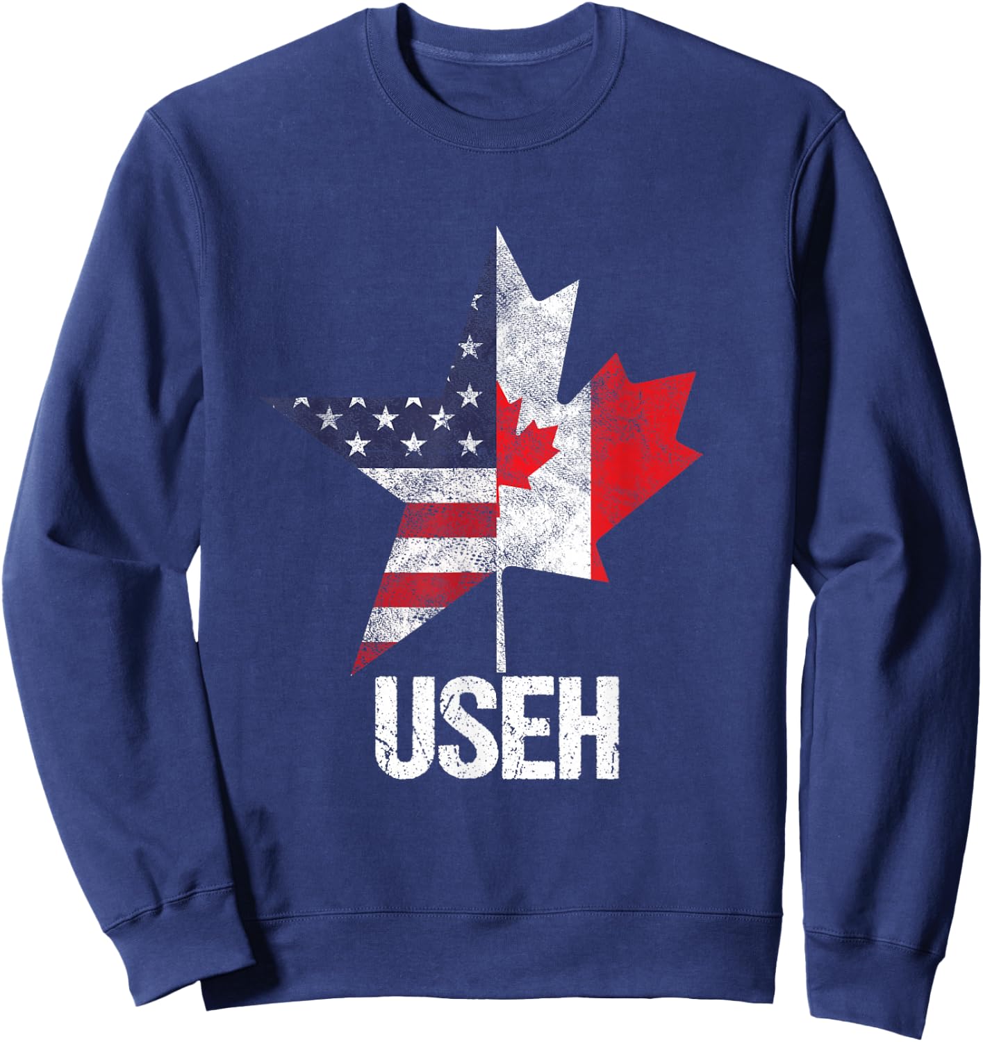 Half Canadian American USEH Canada USA Flag United States Sweatshirt - Sweatshirt | Navy