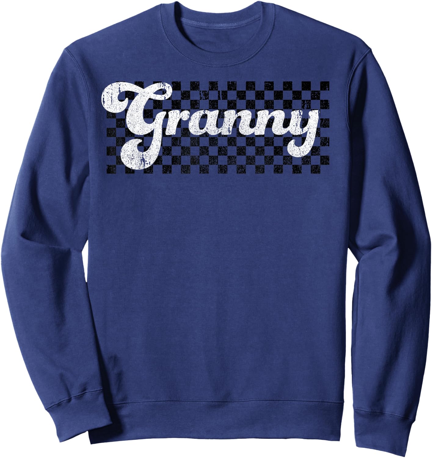 Granny Grandma Checkered Retro Women Vintage Groovy Sweatshirt - Sweatshirt | Navy