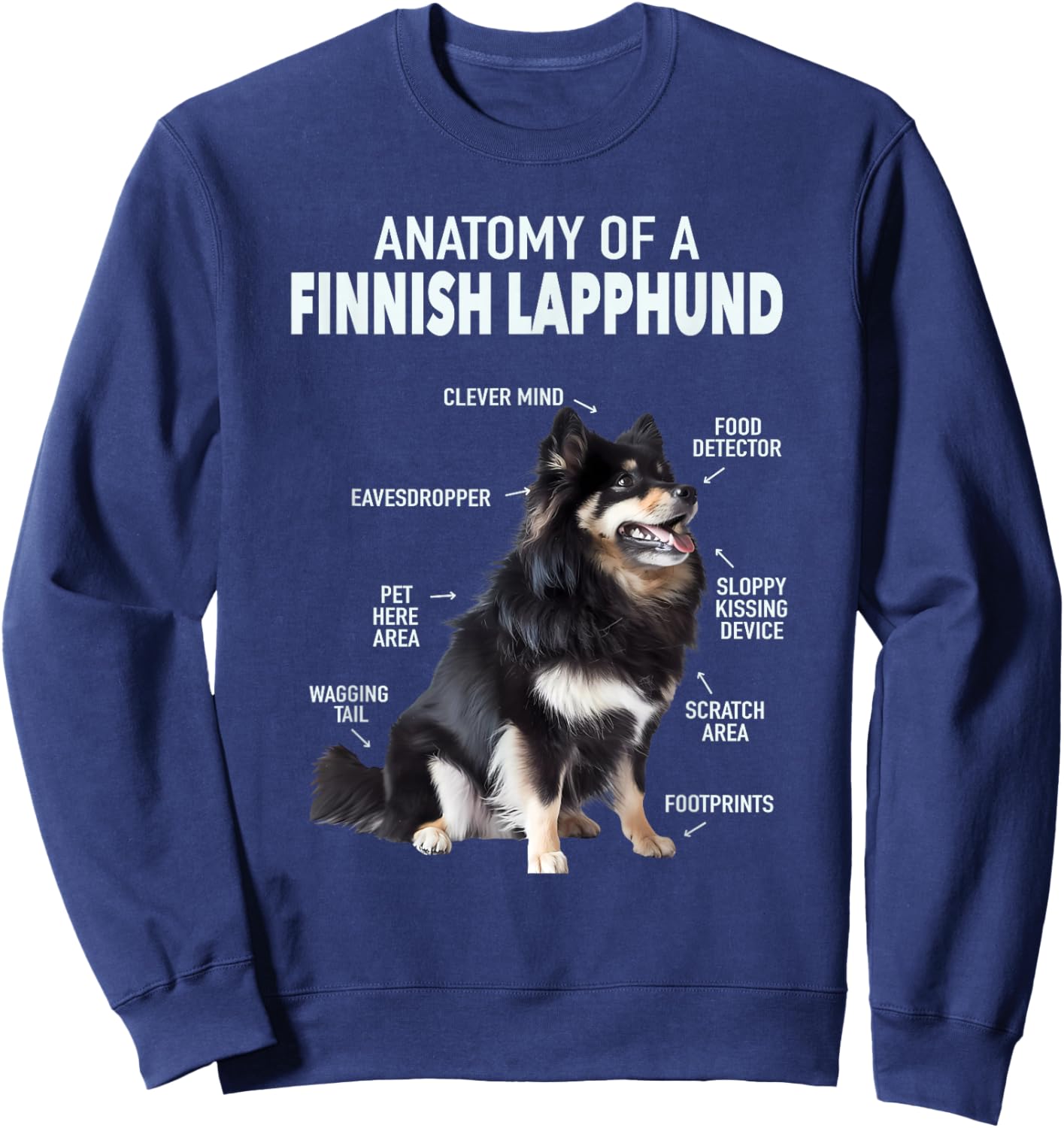 Anatomy Of A Finnish Lapphund Sweatshirt - Sweatshirt | Navy