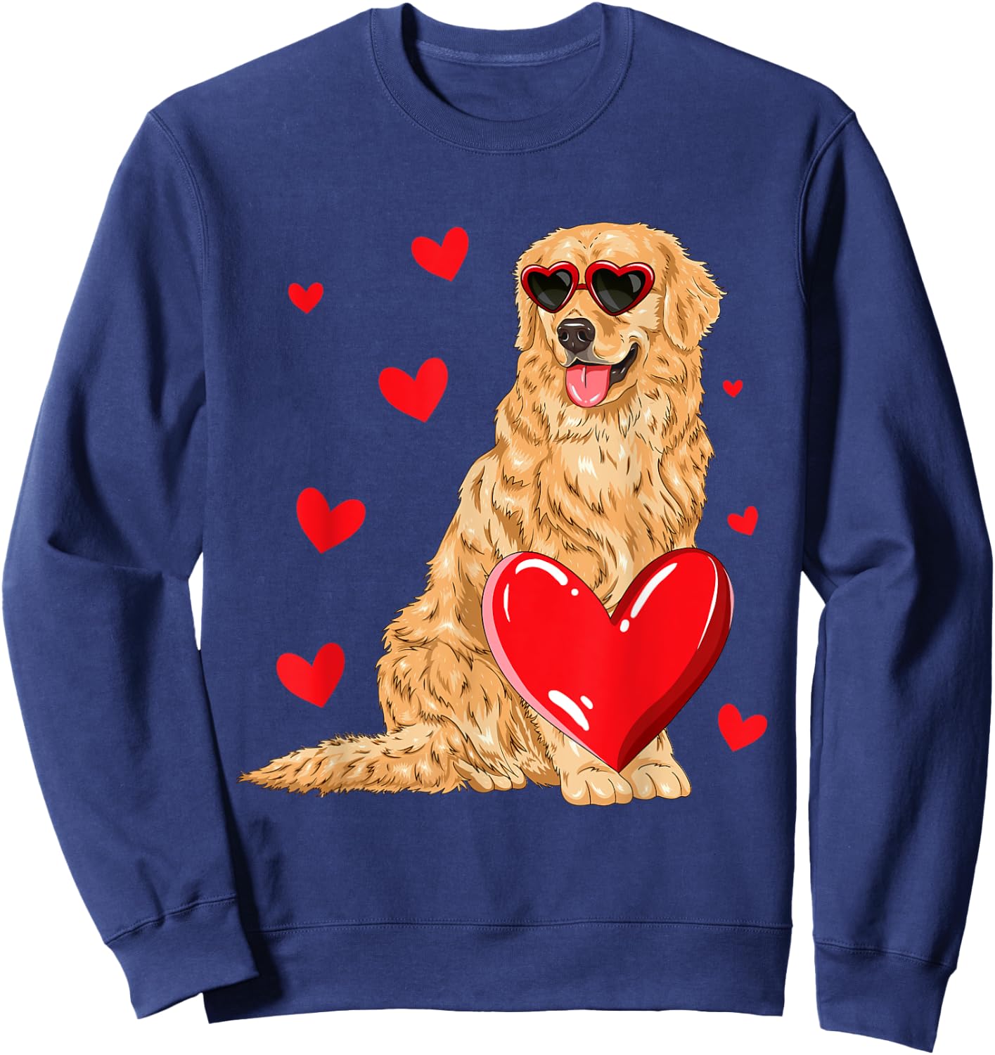 Funny Golden Retriever Heart Valentines Day Dog Lover Sweatshirt - Sweatshirt | Navy