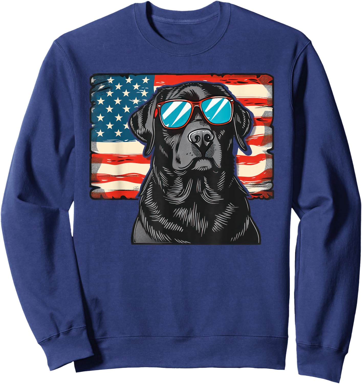 Labrador Retriever USA America Flag 4th of July Sweatshirt - Sweatshirt | Navy