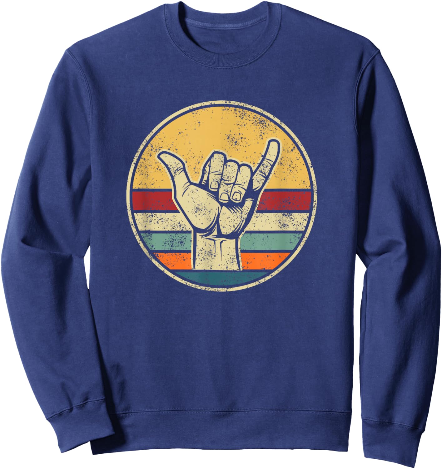 Shaka Surfing Beach Apparel Design Surfer Greeting Hand Sweatshirt - Sweatshirt | Navy