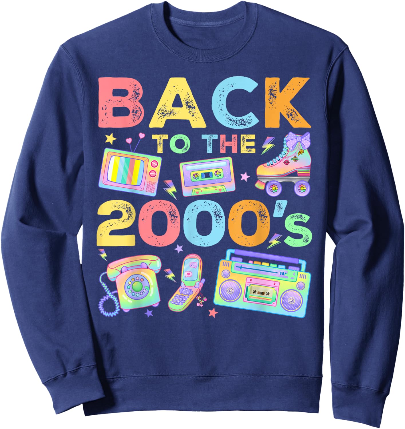 Back To 2000's 2000s Vintage Style 2000s Retro Party Sweatshirt - Sweatshirt | Navy