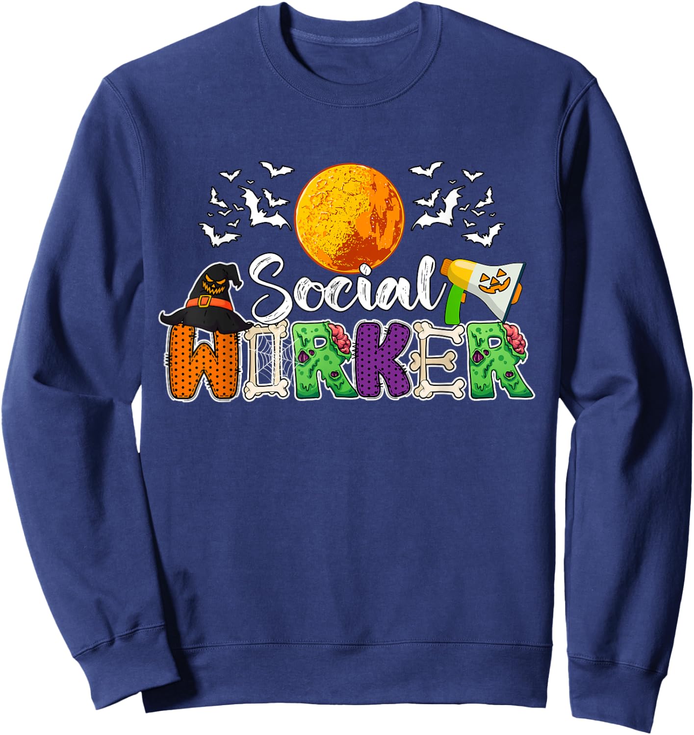 Social Worker Job Halloween Zombies Witch Costume Team Sweatshirt - Sweatshirt | Navy