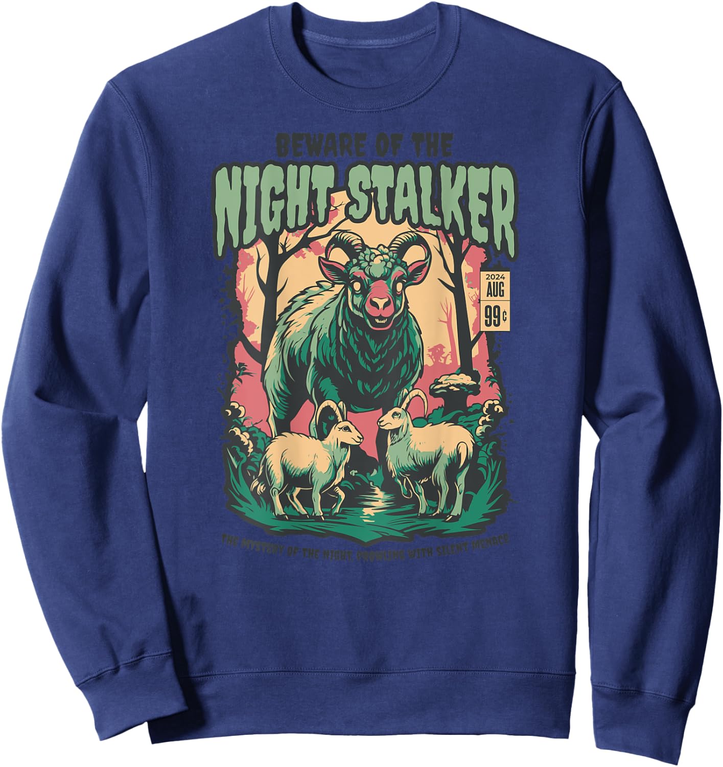 Night Stalker Goat Horror Sweatshirt - Sweatshirt | Navy
