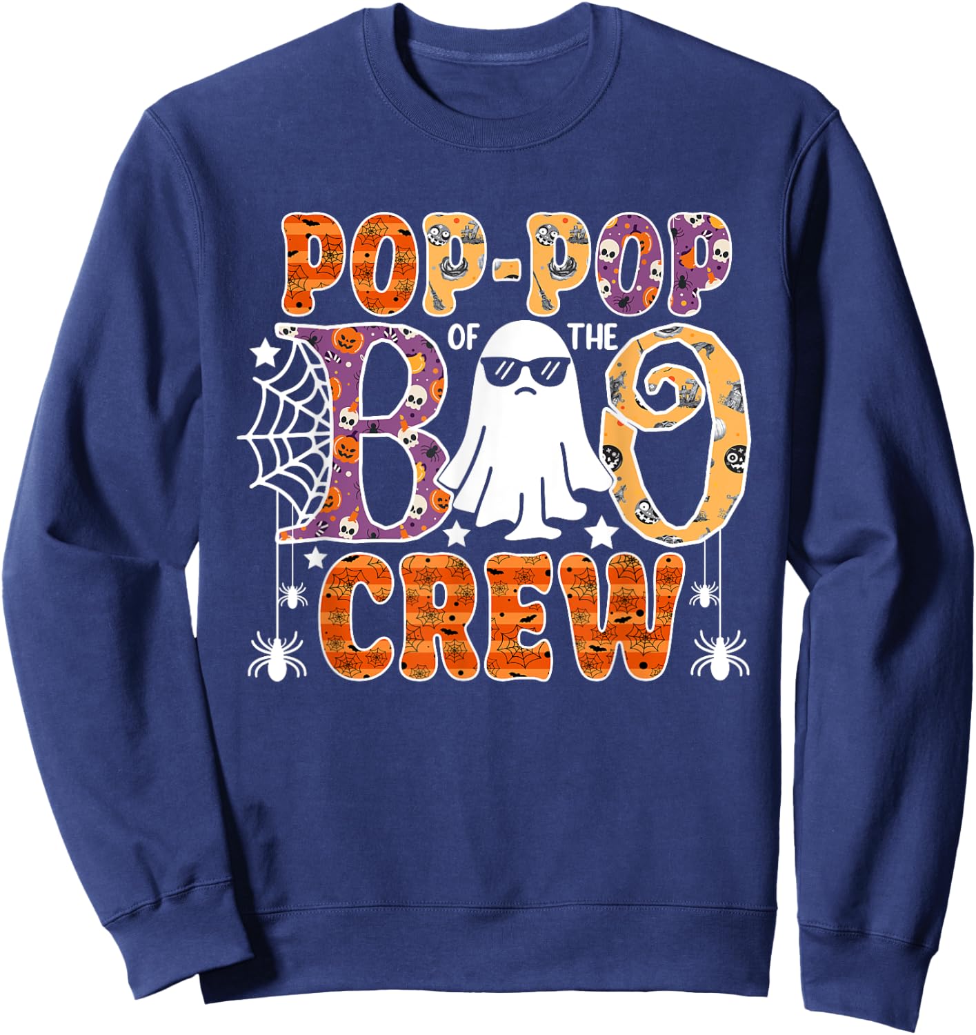 Pop-Pop Of The Boo Crew Funny Halloween Family Matching Sweatshirt - Sweatshirt | Navy