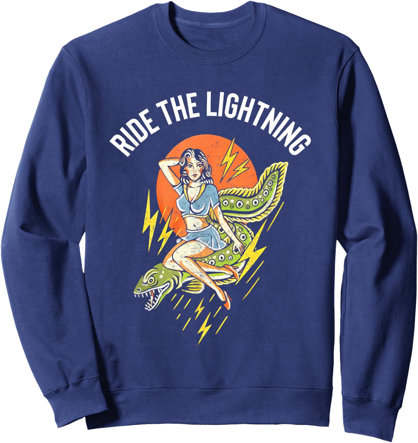 RIDE THE LIGHTNING , Small, Black Sweatshirt - Sweatshirt | Navy