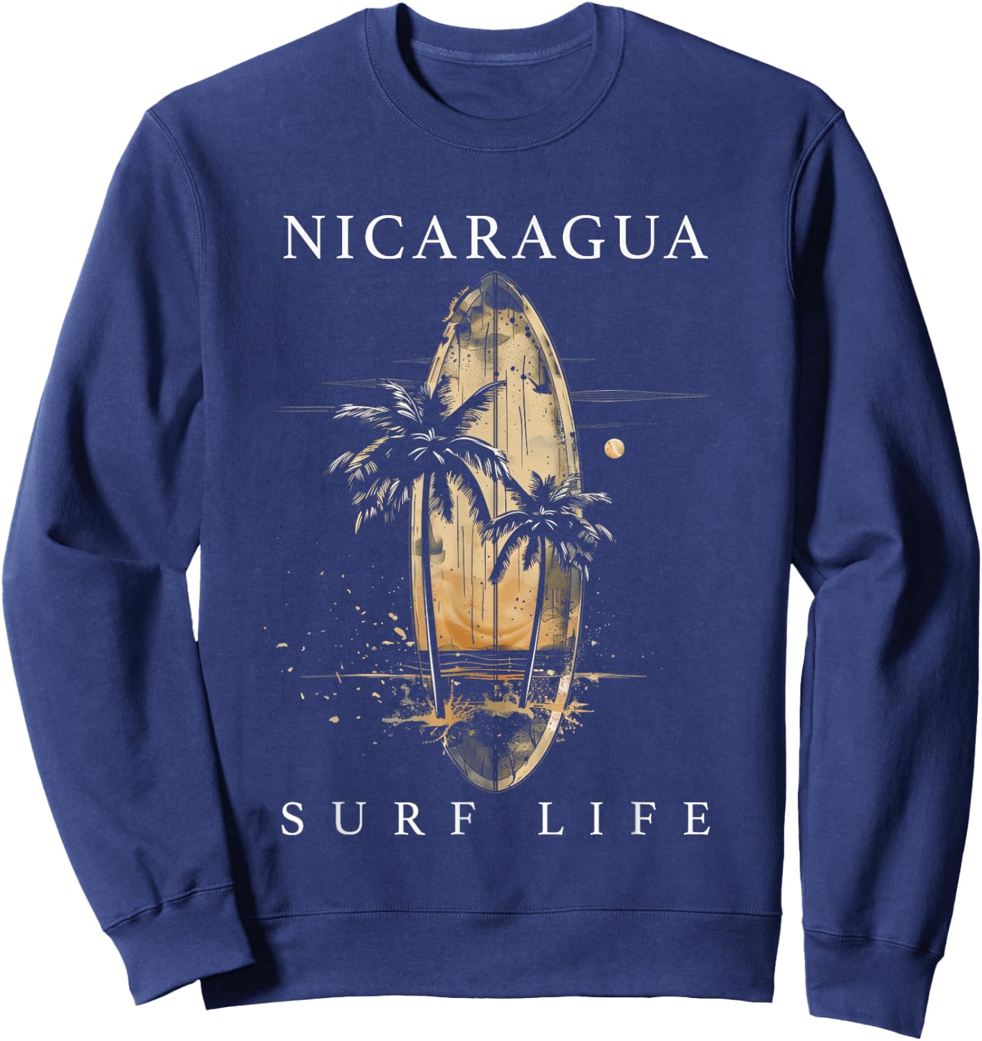 Nicaragua Nica Surf Vintage Surfer Sweatshirt - Sweatshirt | Navy