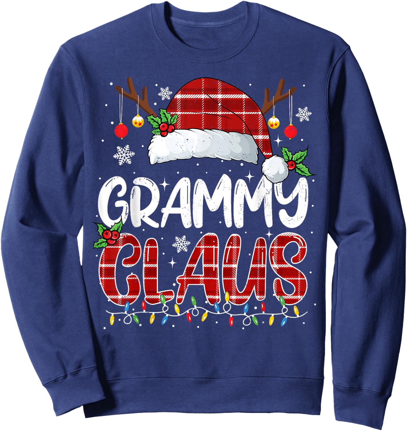 Grammy Claus Christmas Lights Pajama Family Matching Sweatshirt - Sweatshirt | Navy