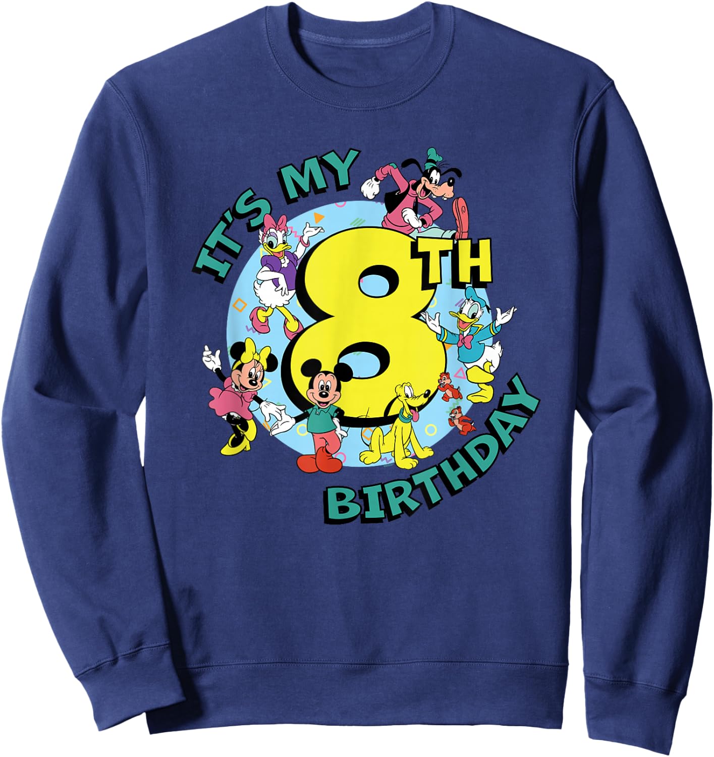 Disney Mickey and Friends It's My Eighth 8th Birthday Sweatshirt - Sweatshirt | Navy