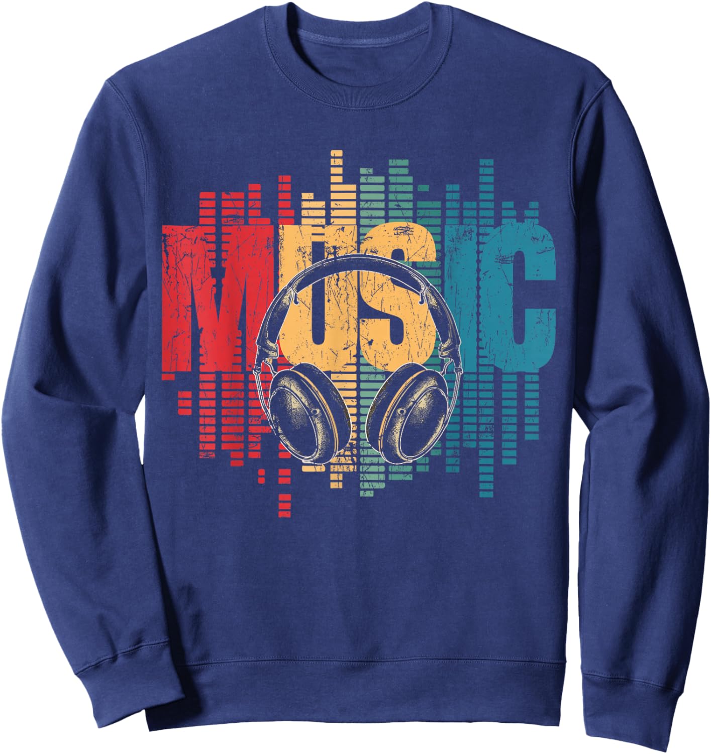 Electronic Music Lover DJ Vintage Headphones Sweatshirt - Sweatshirt | Navy