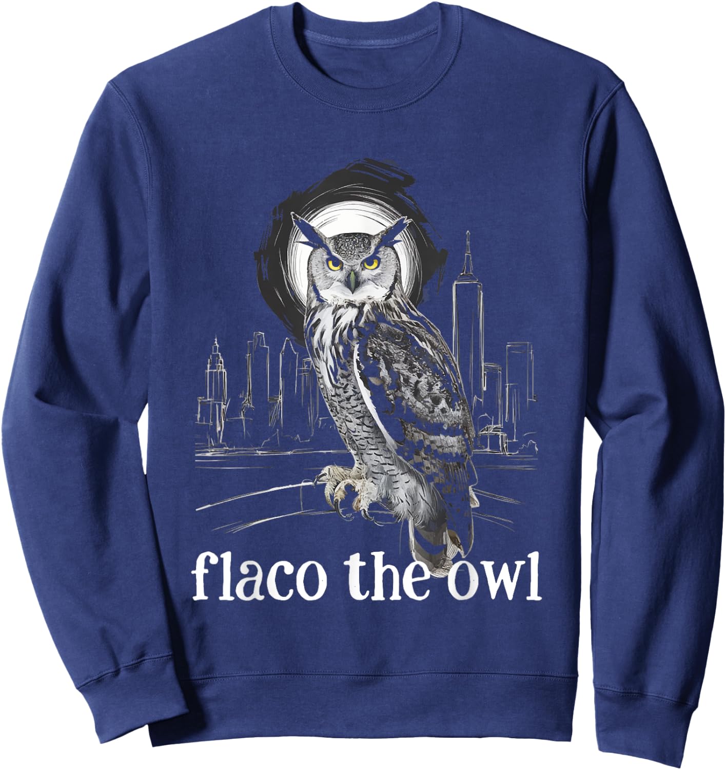 Flaco The Owl NYC New York Skyline Eurasian Eagle Owl Sweatshirt - Sweatshirt | Navy